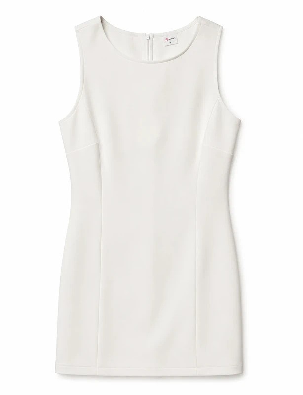 Women’s White Sleeveless Sheath Mini Dress Classic Minimalist Shift Dress