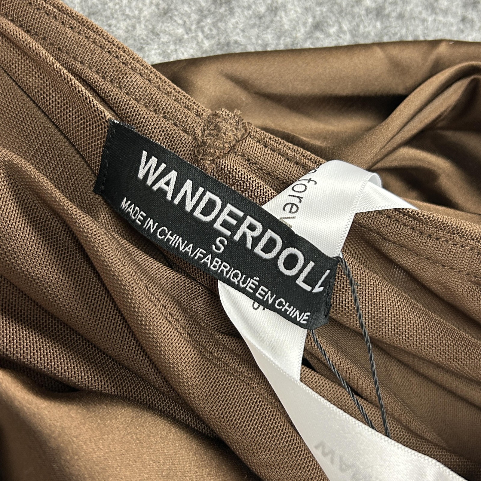 Wanderdoll Cole Dress Womens S Maxi Gown Drape Ruched Skirt & Top Set Brown