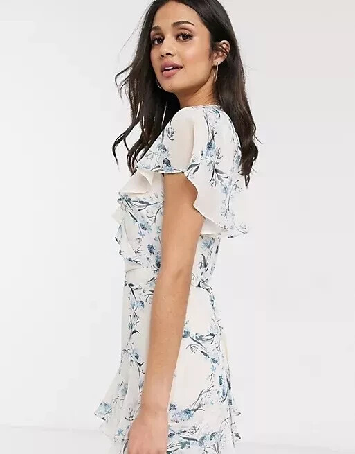 OASIS BEAUTIFUL FLORAL FLOATY RUFFLE DRESS NEW SIZE 12