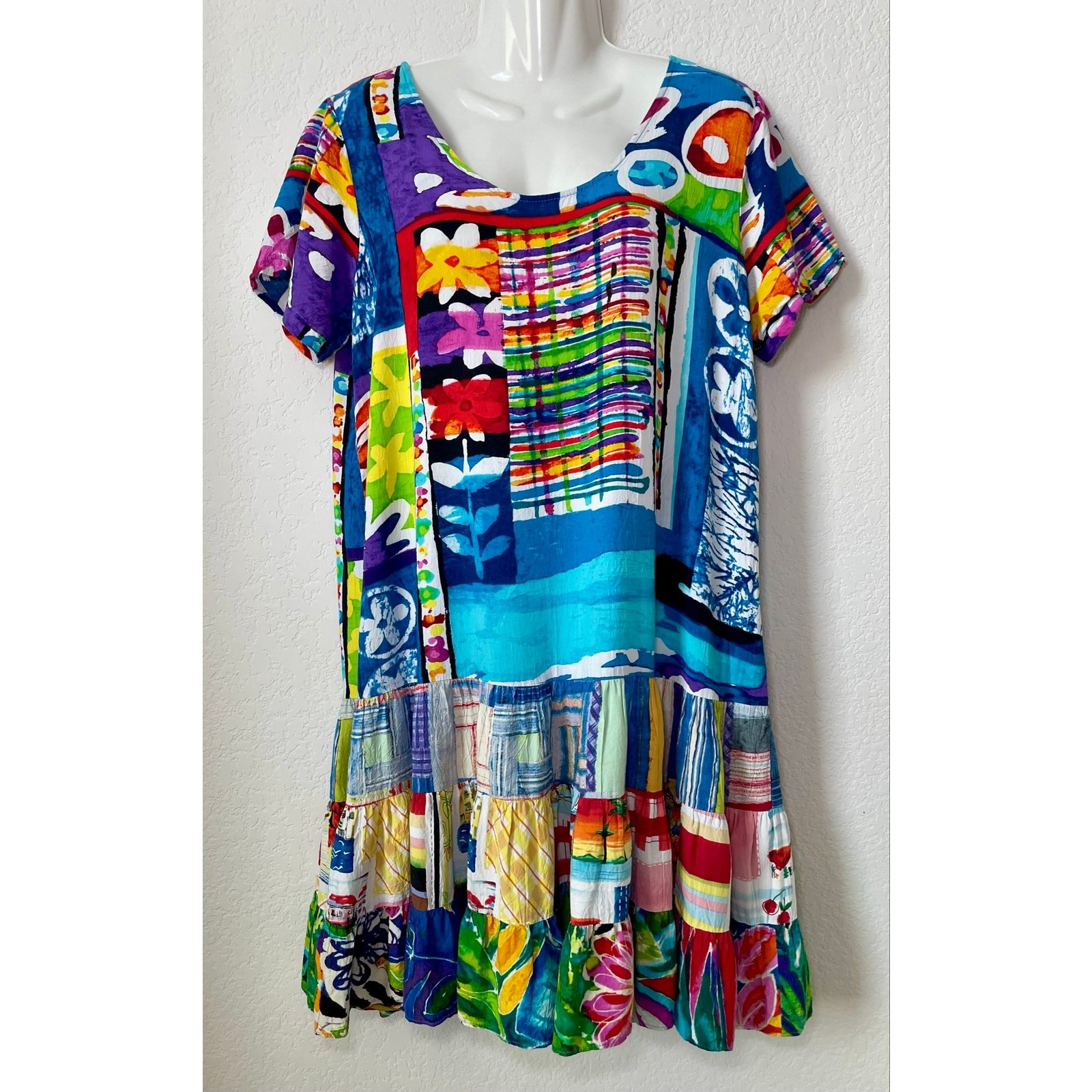 Jams World 50 Years Hattie Dress Flower Kraze Tropical Patchwork Print – Large