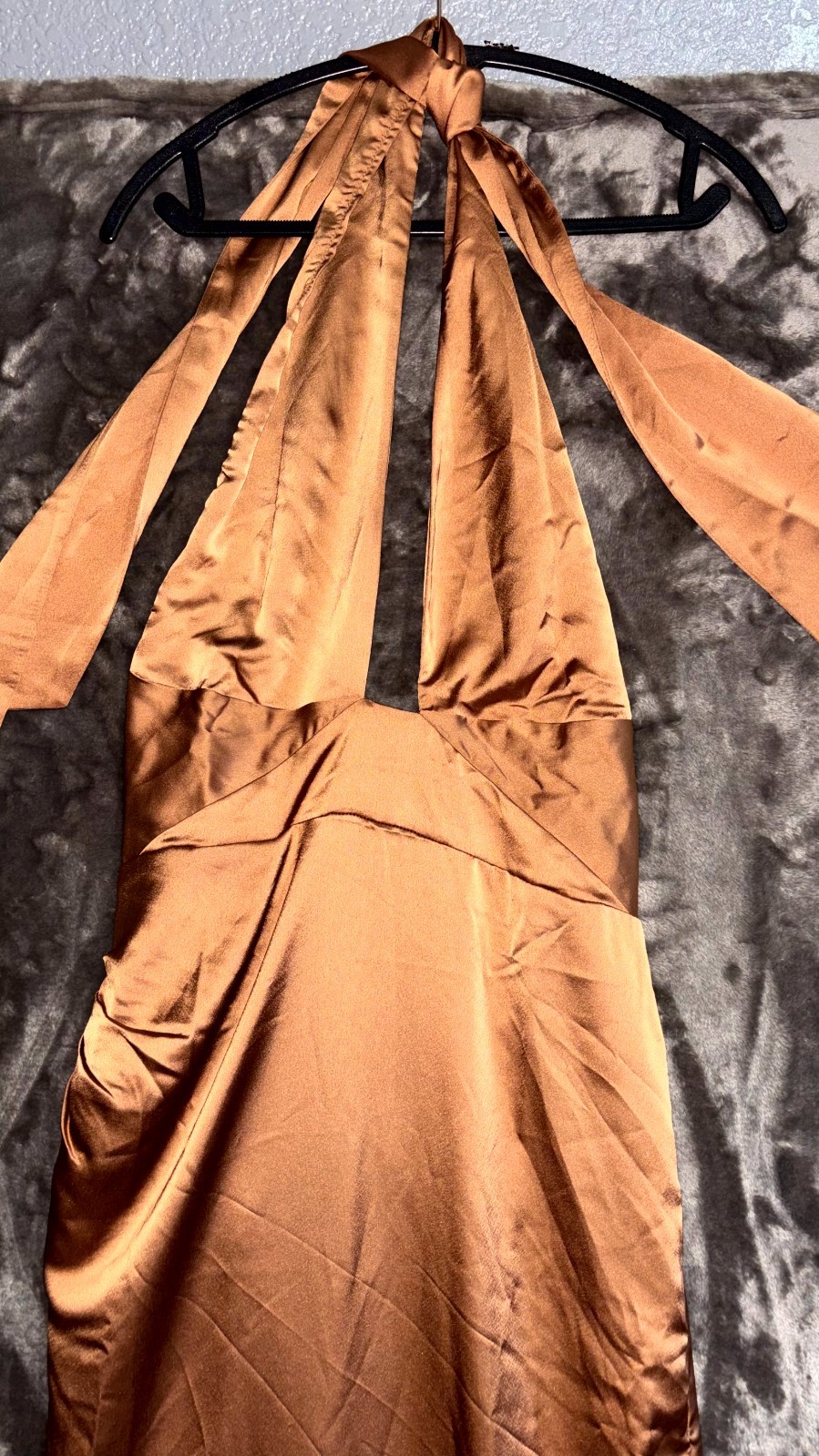Show Me Your Mumu Adele Halter Maxi Dress Copper Satin Bridesmaid Large