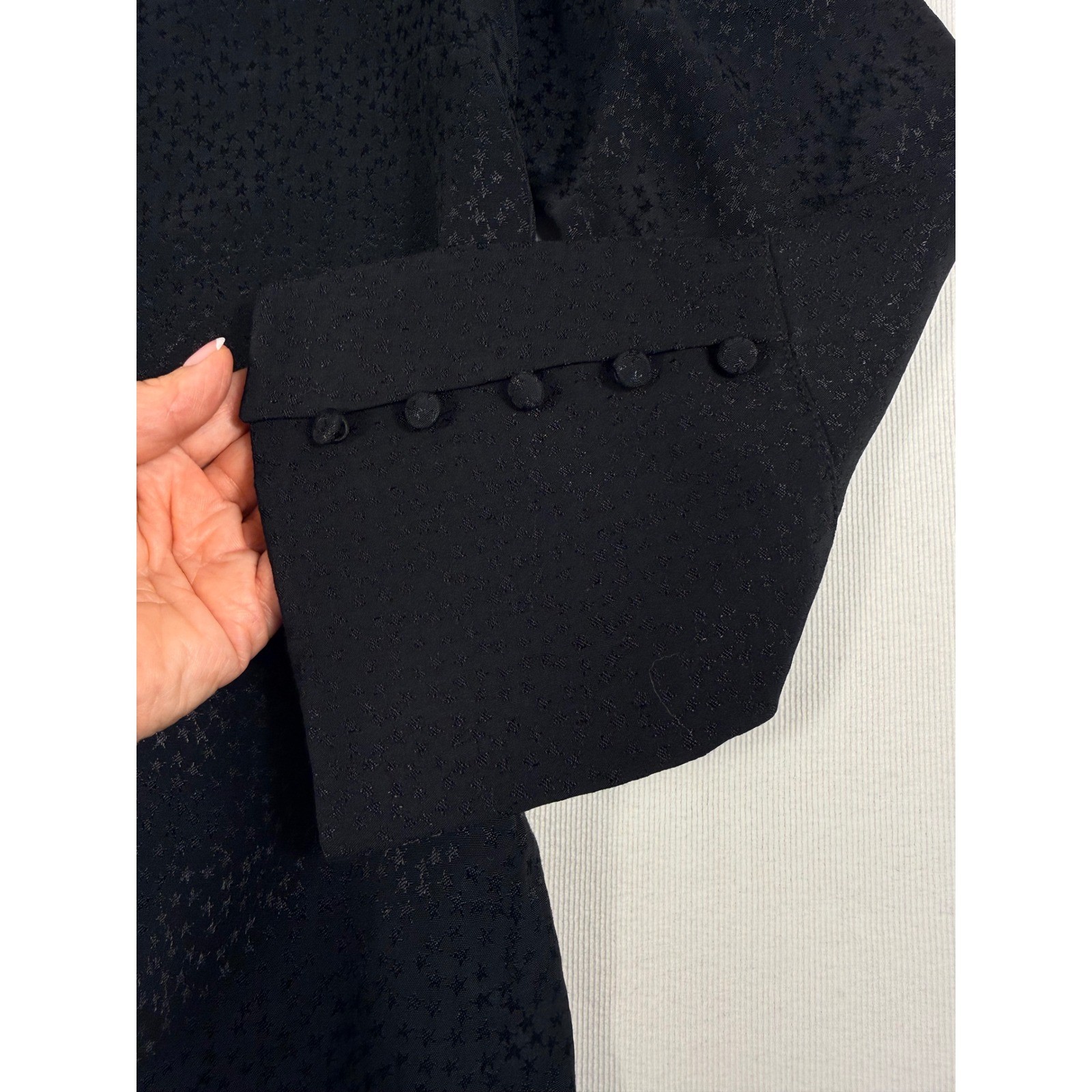 & Other Stories Mini Shift Dress 4 Black Star Jacquard Bell Sleeve Pocket