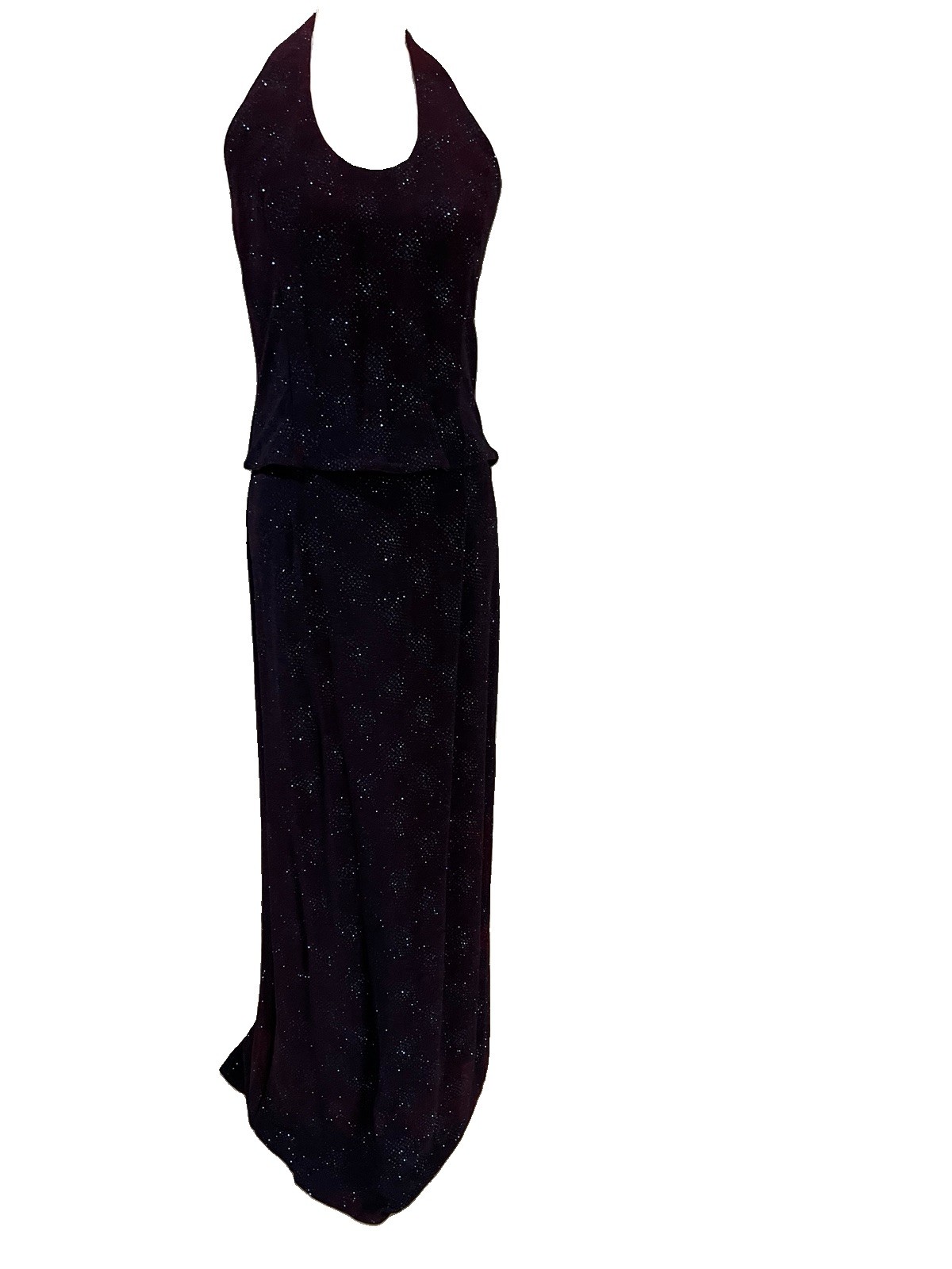 Scott McClintock Millennium 2000 Blue Halter Formal Column Dress Sparkle Sz 14