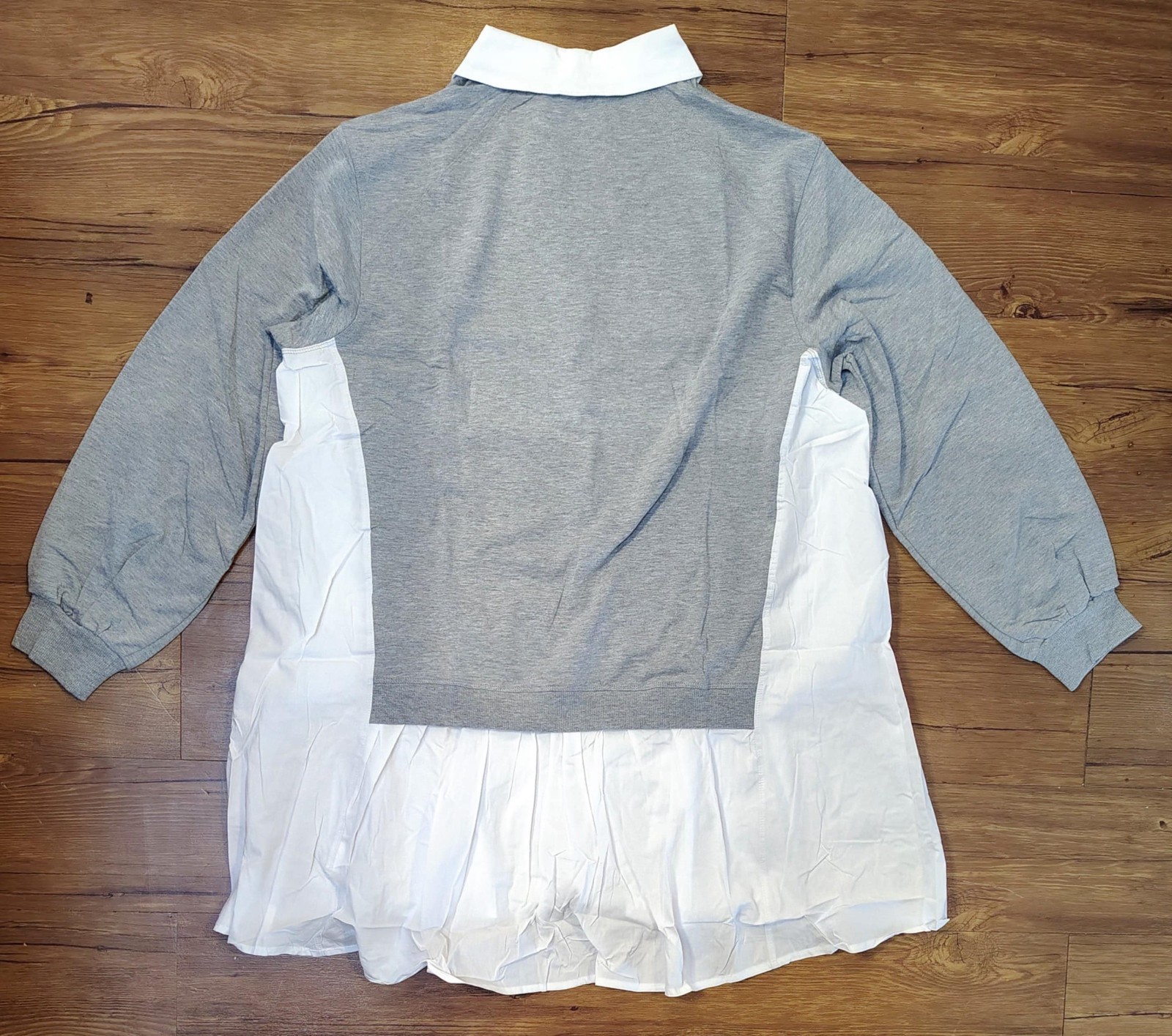 Fisoew Womens Sweatshirt Dresses Short Sleeve V Neck Patchwork Oversized L Gray