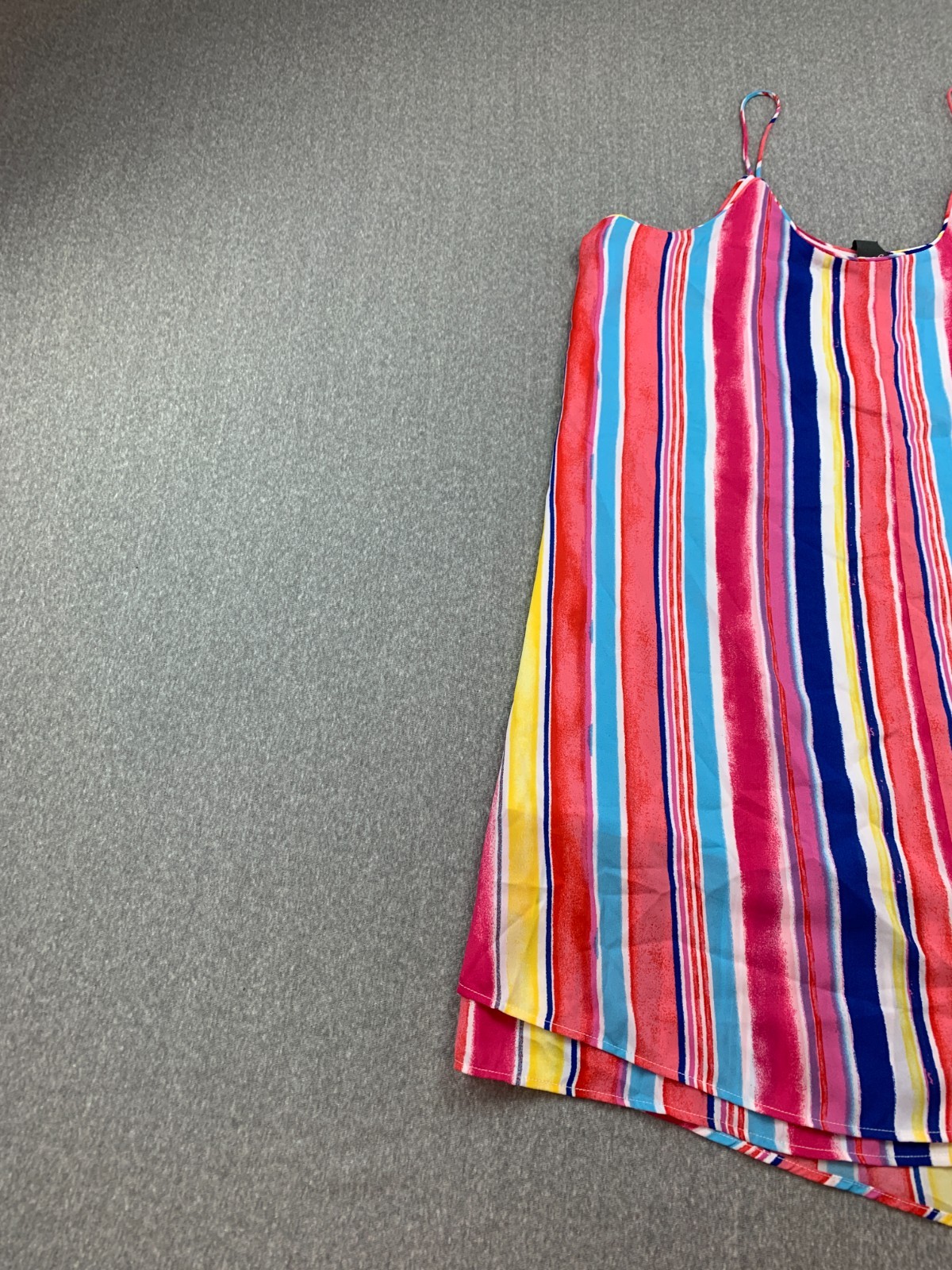 Francesca’s Candy Stripe Slip Dress Womens Small Pink Yellow Blue Tiered Flowy