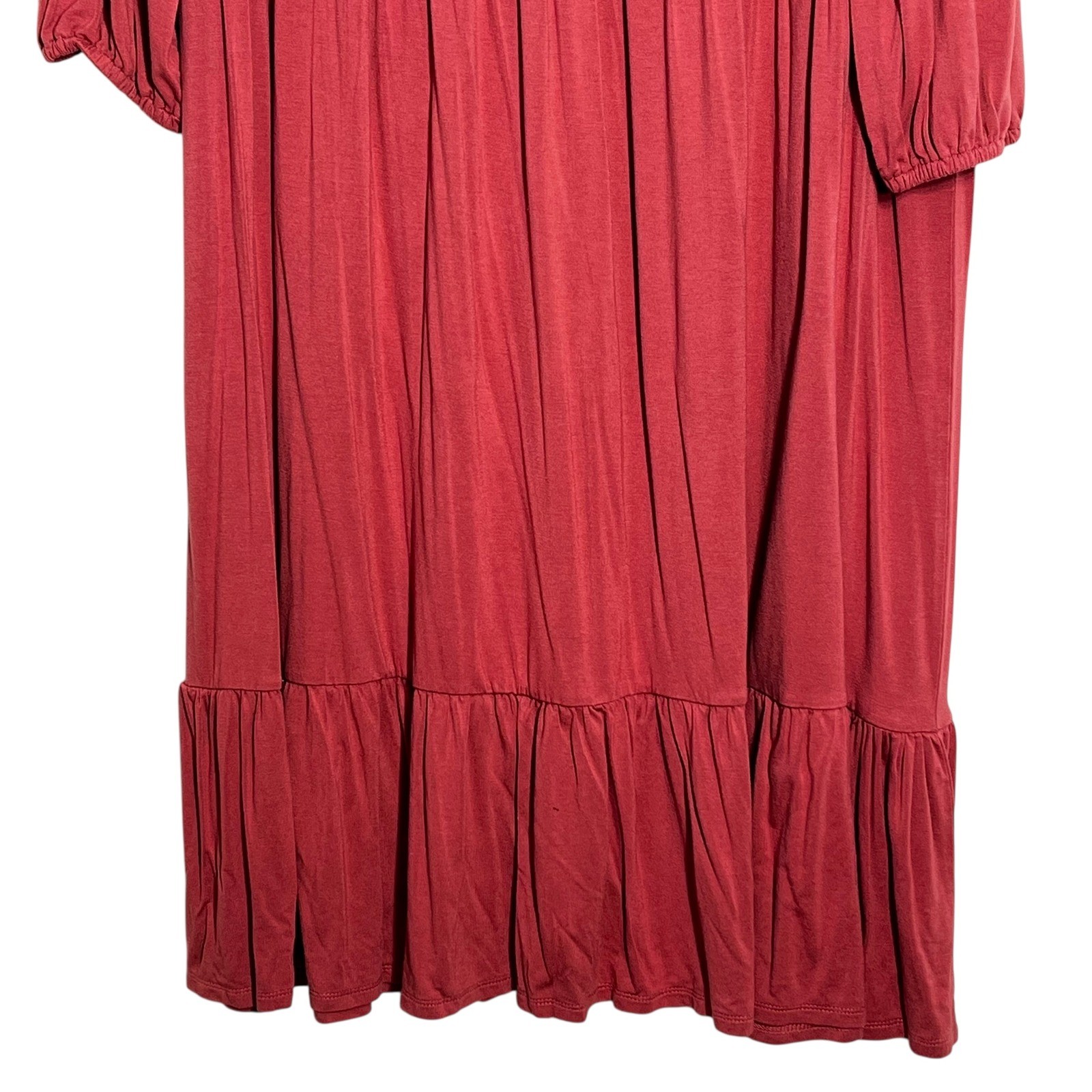 Cato Est 1946 Womens Plus 18/20W Pink Ruffle Neck Tiered Midi Dress 3/4 Sleeve