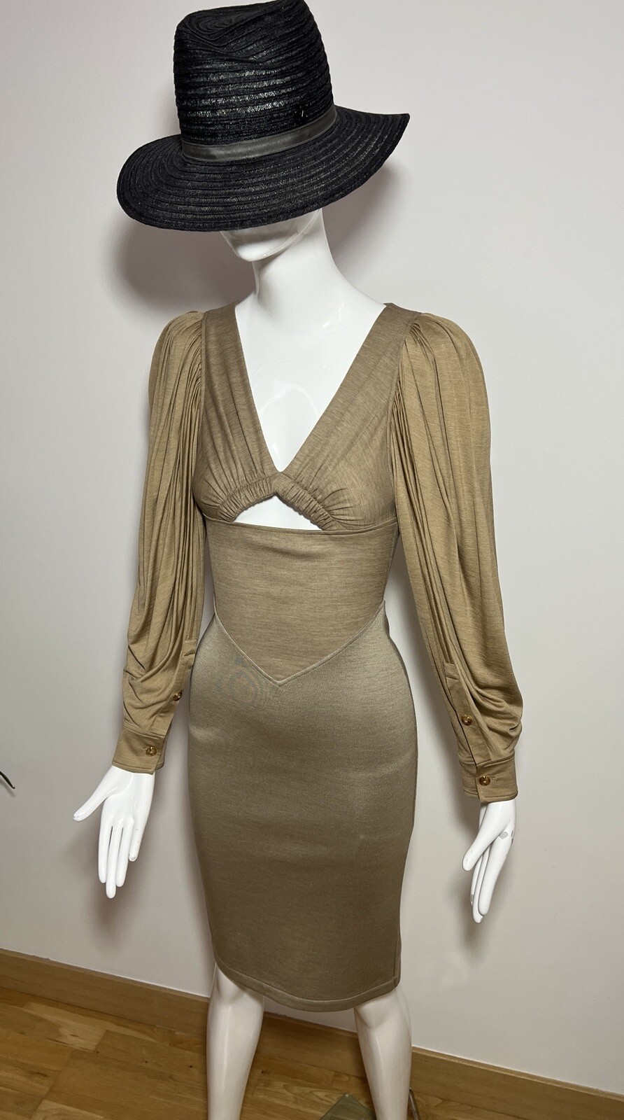 BURBERRY Cutout Gathered Wool Silk Jersey Dress Size UK 2 NEW RRP £2500