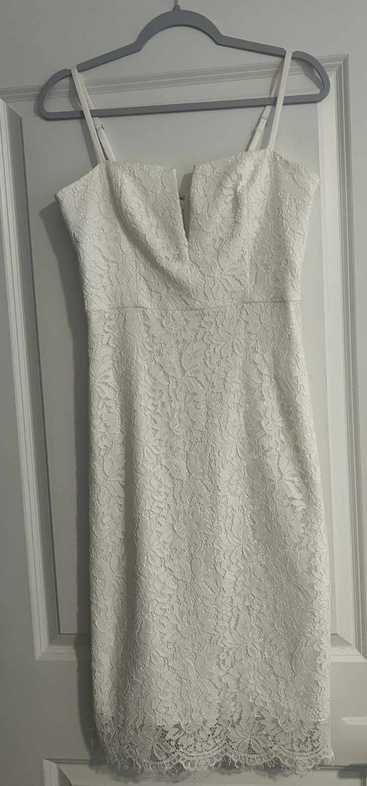 NWOT Laundry By Shelli Segal Dress/ Lace V Wire Front /Cream White/Straps/Sz 6