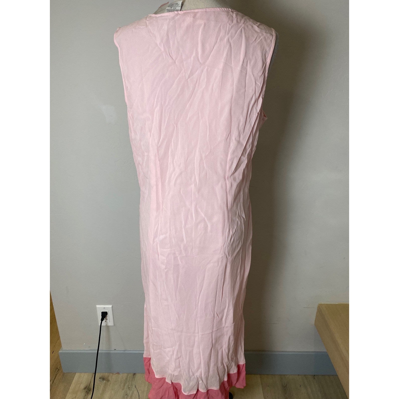 Chadwicks Vintage 90s Pink Beaded Sequin Embroidered Rayon Midi Dress XL NWT