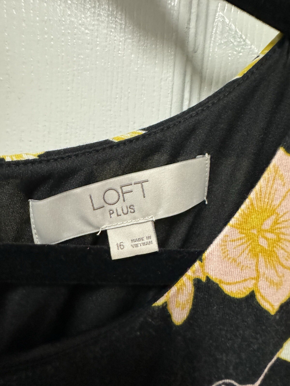Loft Plus Size 16 Black Gold & Pink Floral Flare Sleeveless Dress