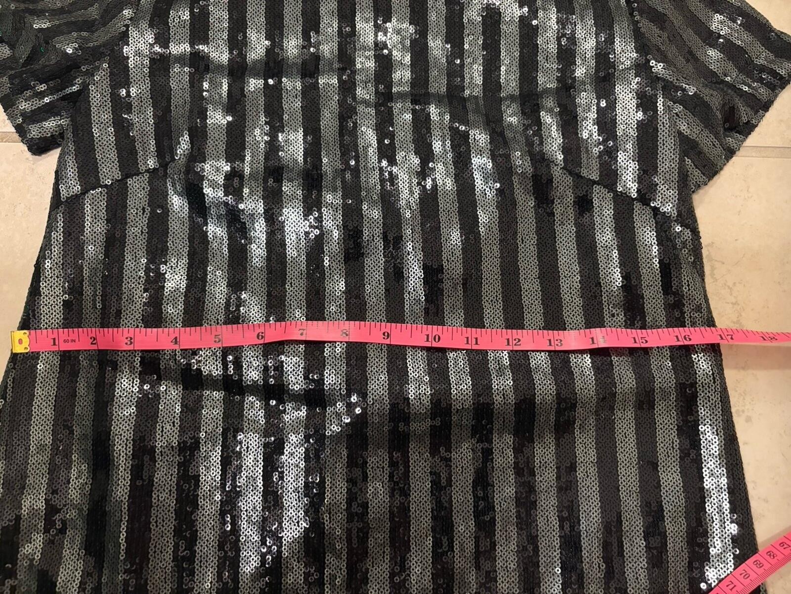 Olivaceous Black Silver Sequin Stripe Mini Dress Size Small