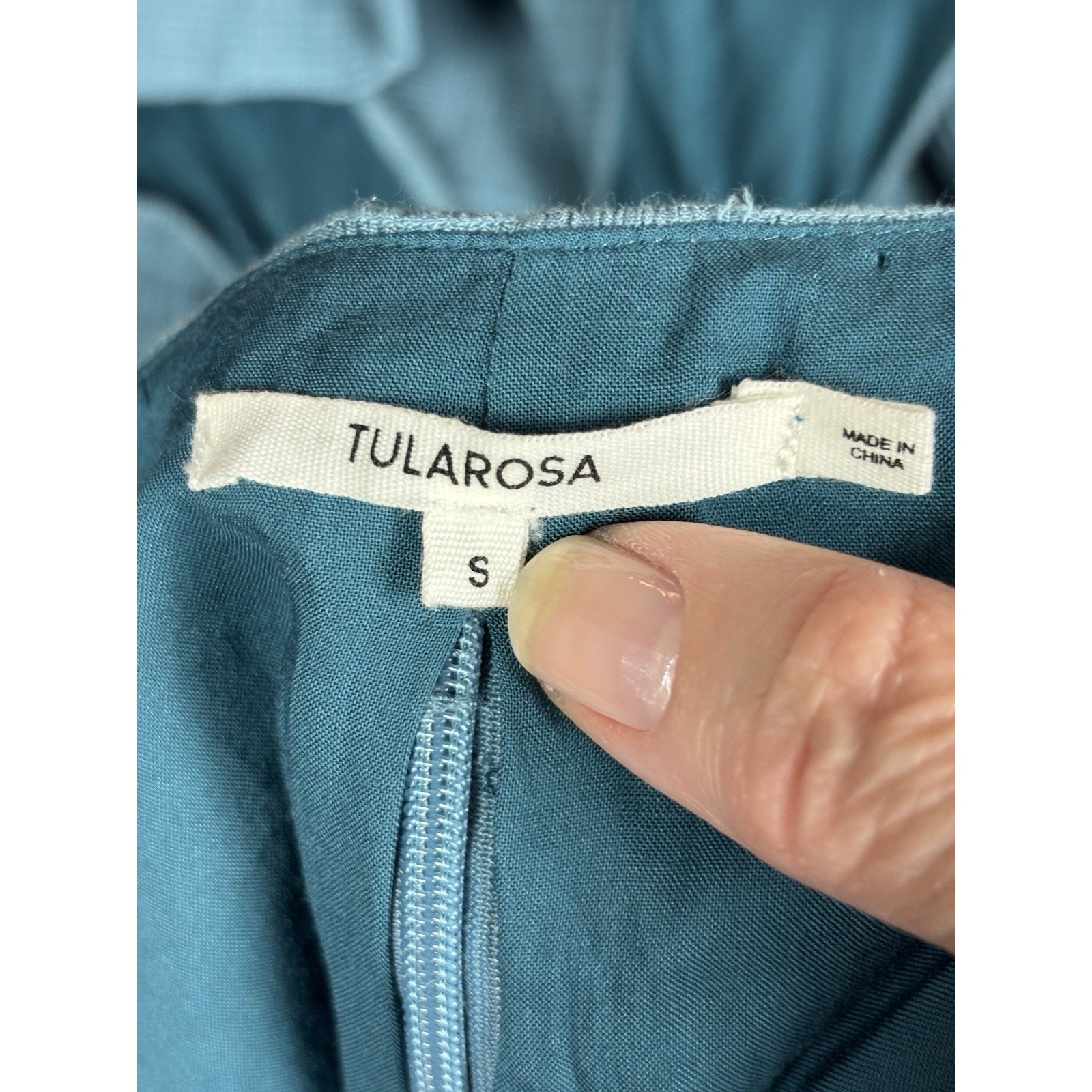 Tularosa Nanette Cut Out Dress Dusty Blue Small Cotton Blend Lined Maxi Plunge