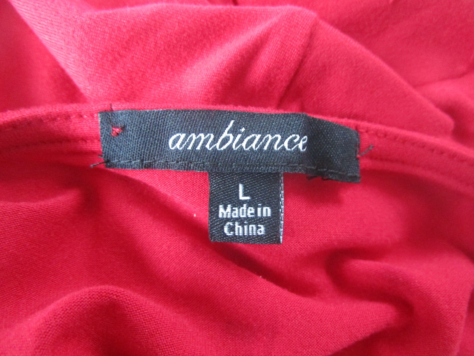 Ambiance Apparel Short Sleeve Square Neck Sort Red T-Shirt Dress Size L NEW