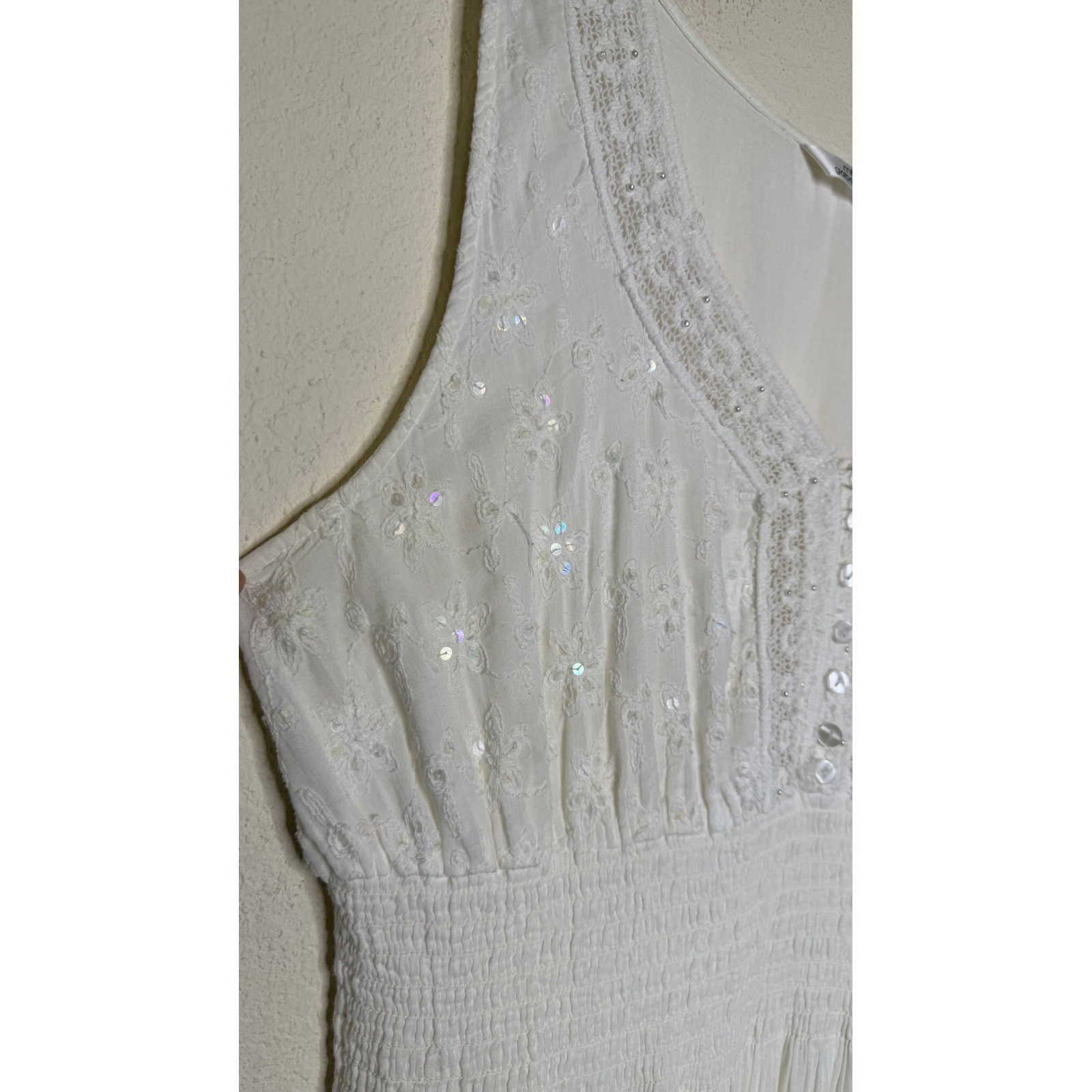 Mlle Gabrielle 2X Cotton Dress Plus Size White Lace Ruffle Cottagecore Peasant