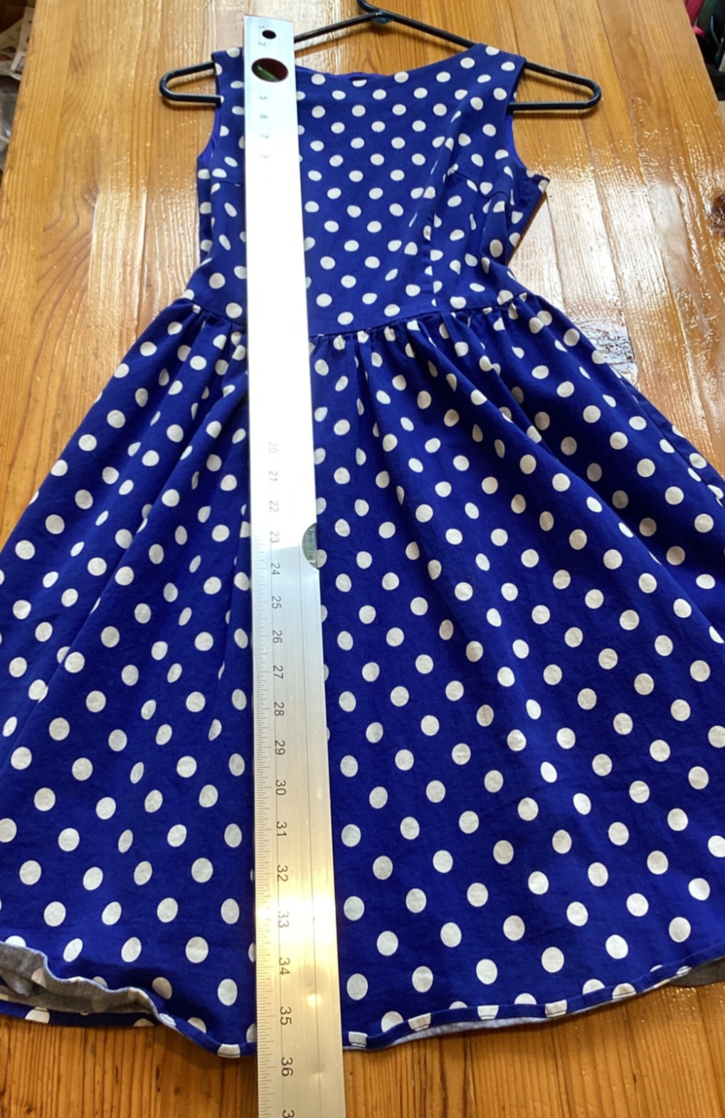 Bo fly yang Size S Blue Polka Dot Dress Sleeveless Spring Picnic