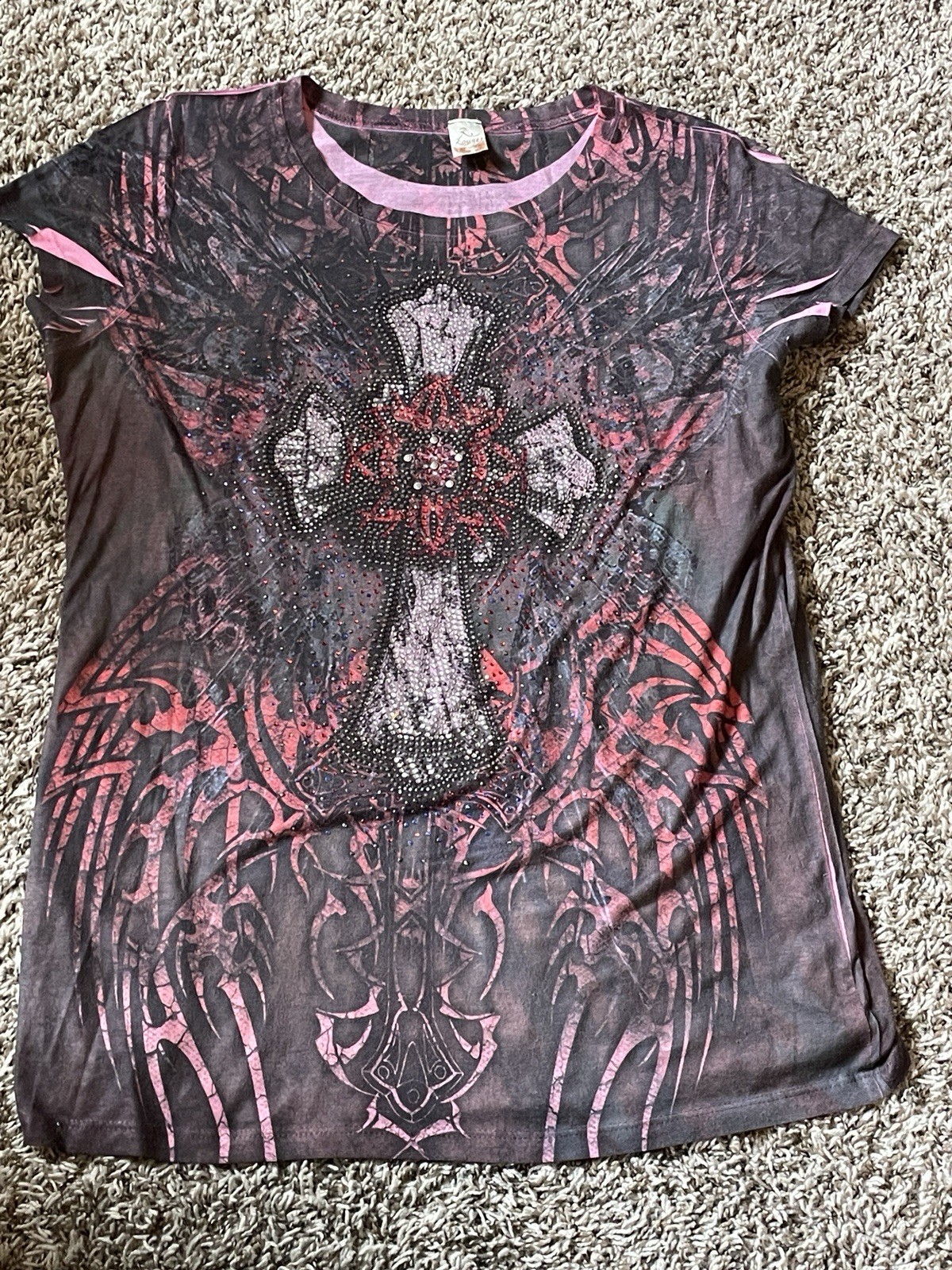R Rouge Dress with Crosses Women’s Affliction Y2K Style Goth Emo Size Medium