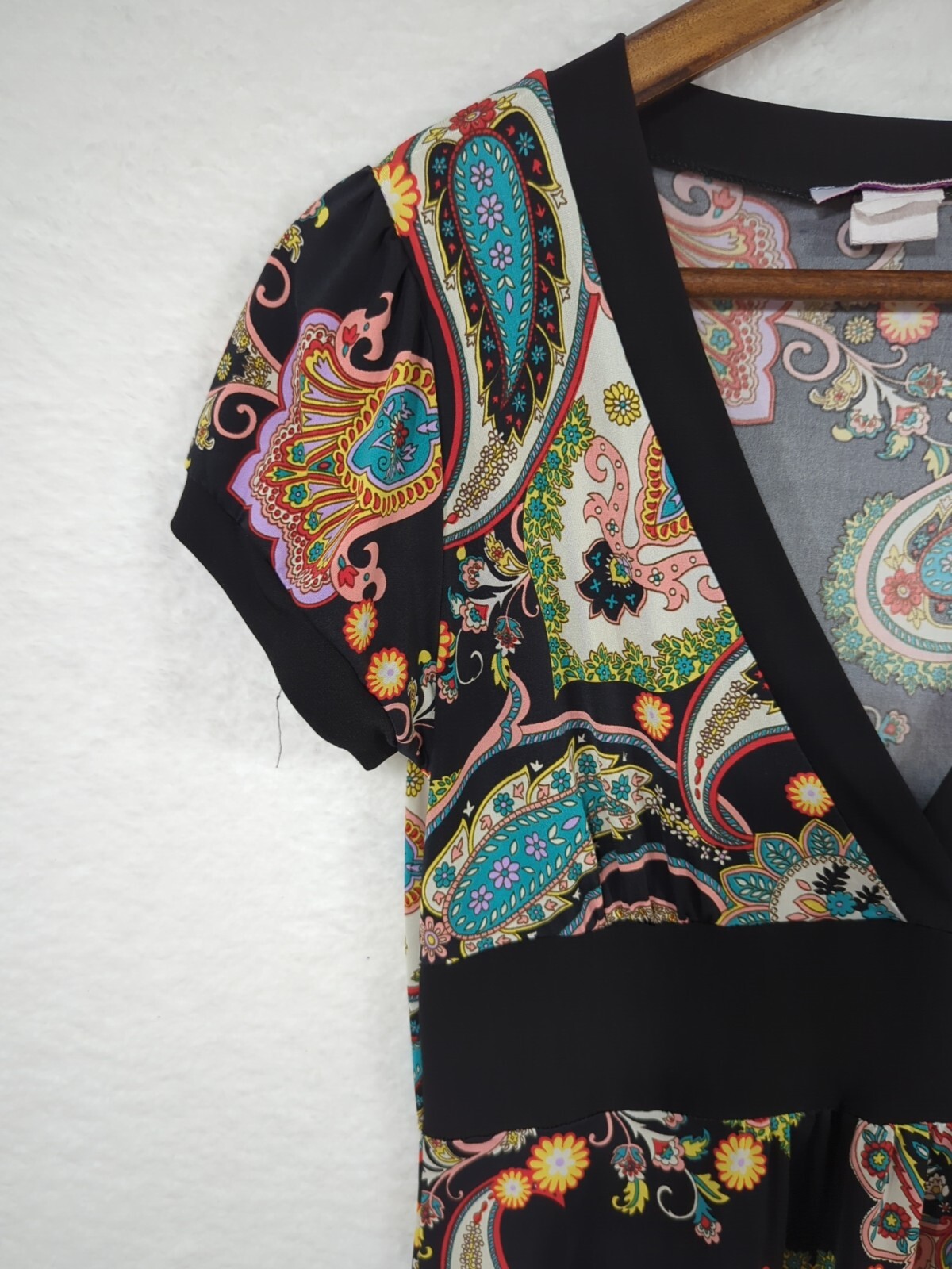 Lipstick Summer Dress Black Multicolor Paisley Design Made In USA Juniors Large