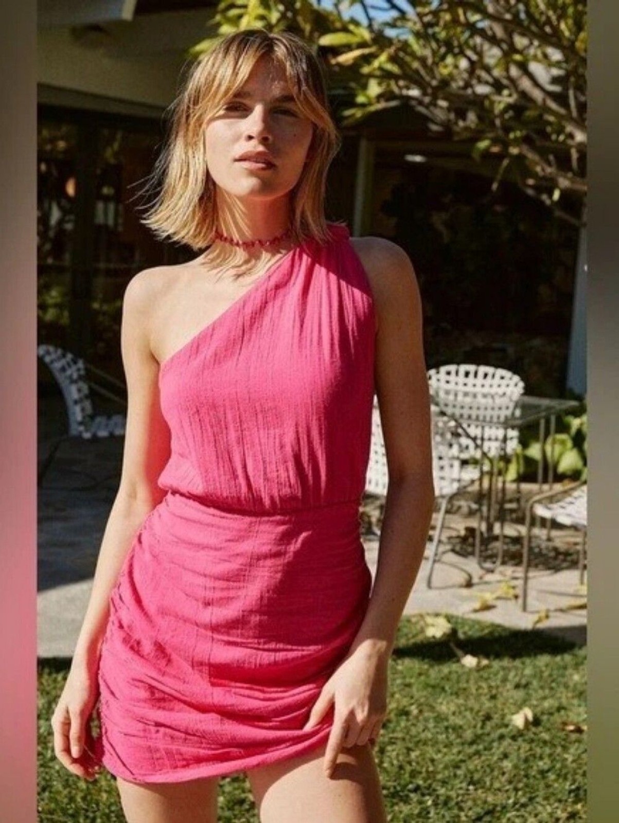 Free People One-Shoulder Ruched Mini Dress