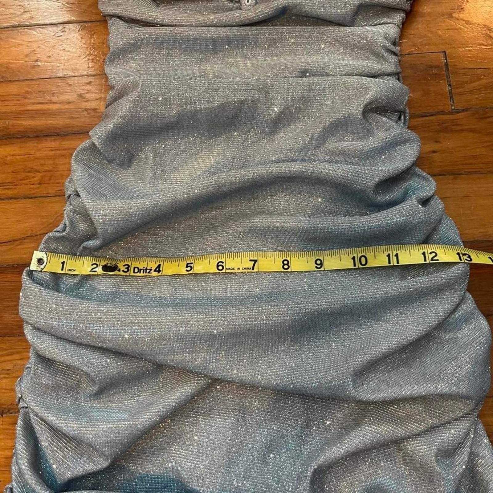 Fashion Nova Glitter Sparkly Sky Blue Strapless Bodycon Mini Dress V-Neck, XS