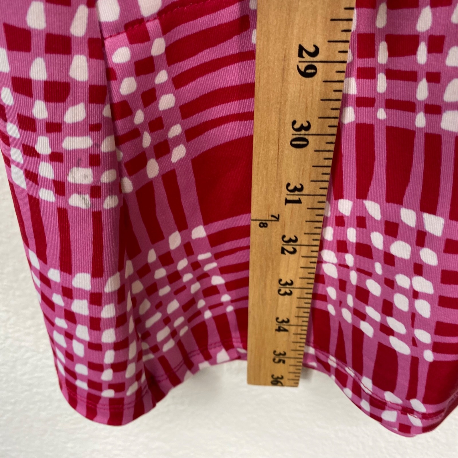 Lesley Evers Retro Mod Stretch Plaid Preppy Pockets Dress Pink White Size S