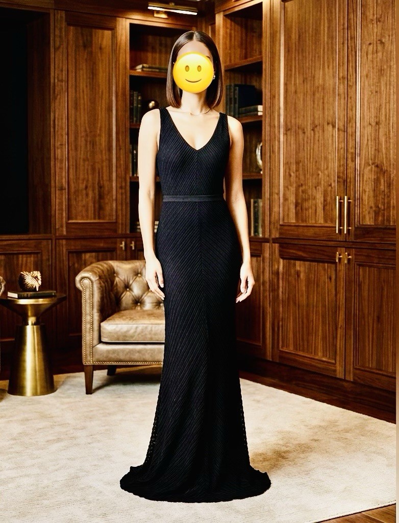 Philosophy Black V-Neck Sleeveless Maxi Dress Knit Stretch Formal Size M
