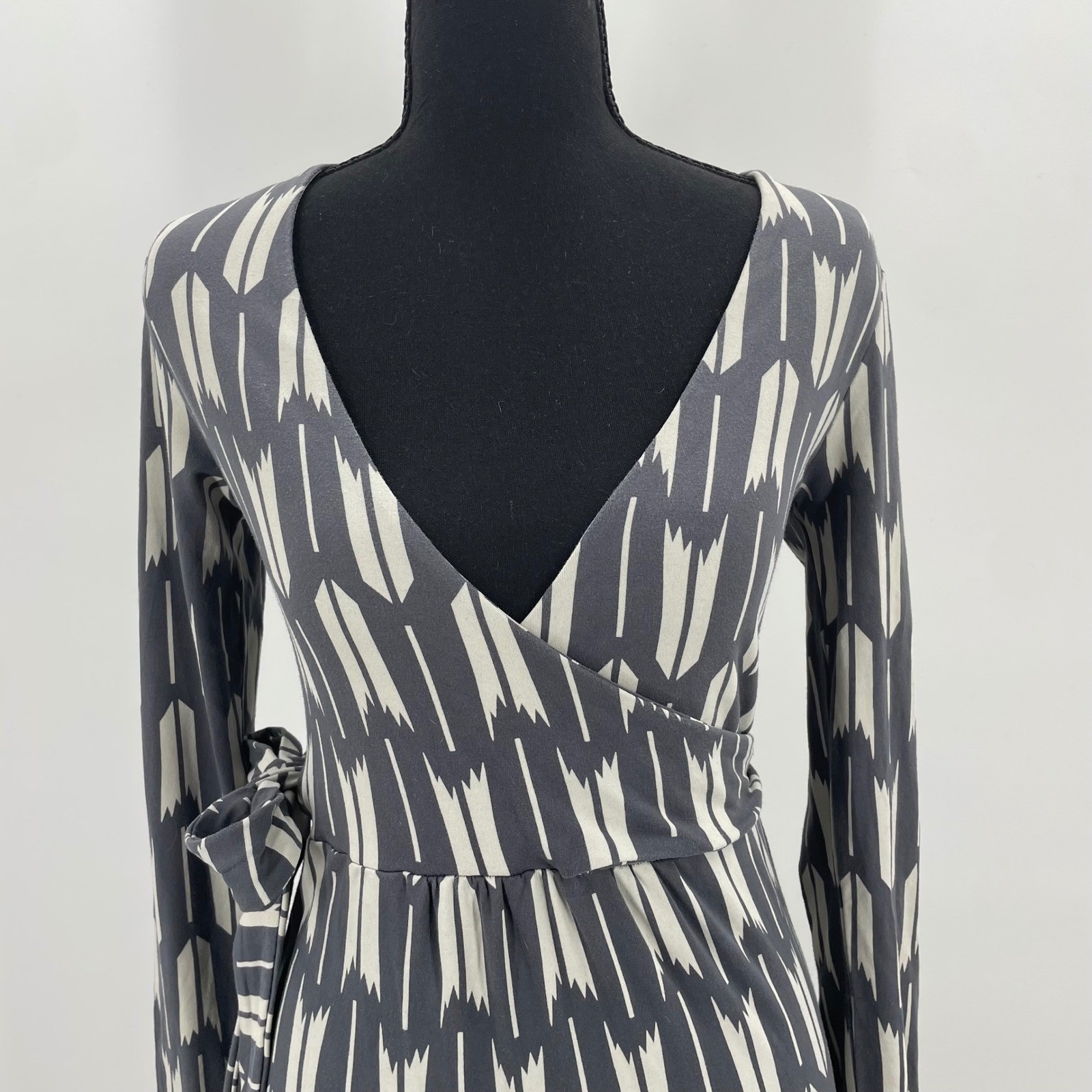 Boden Wrap Dress Arrow Print Long Sleeve Viscose Blend Women’s Size 4R