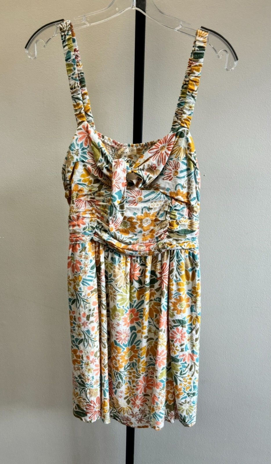 Promesa Women’s Peach Multicolor Sleeveless Floral Dress Size M NWT #41343