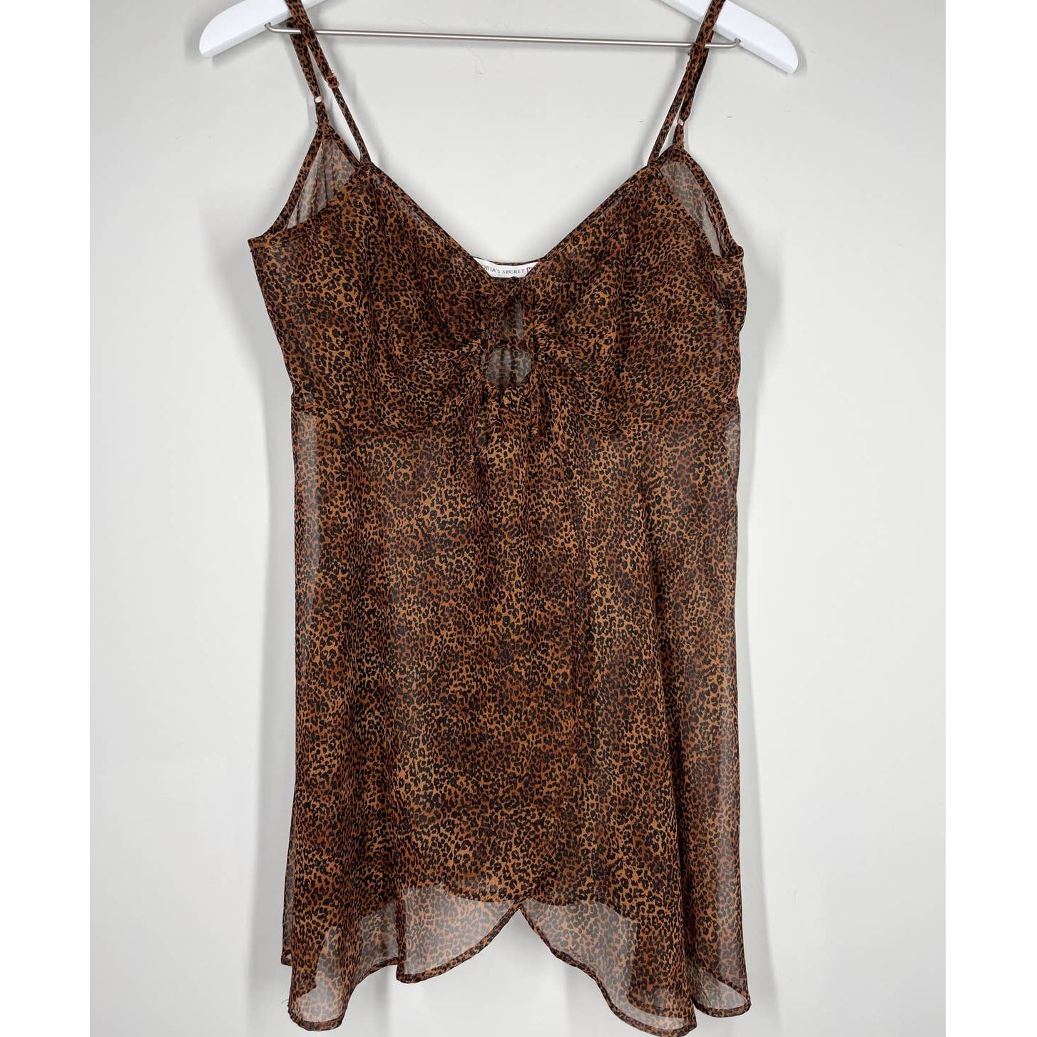 VICTORIAS SECRET Leopard Slip Mini Dress Sheer M