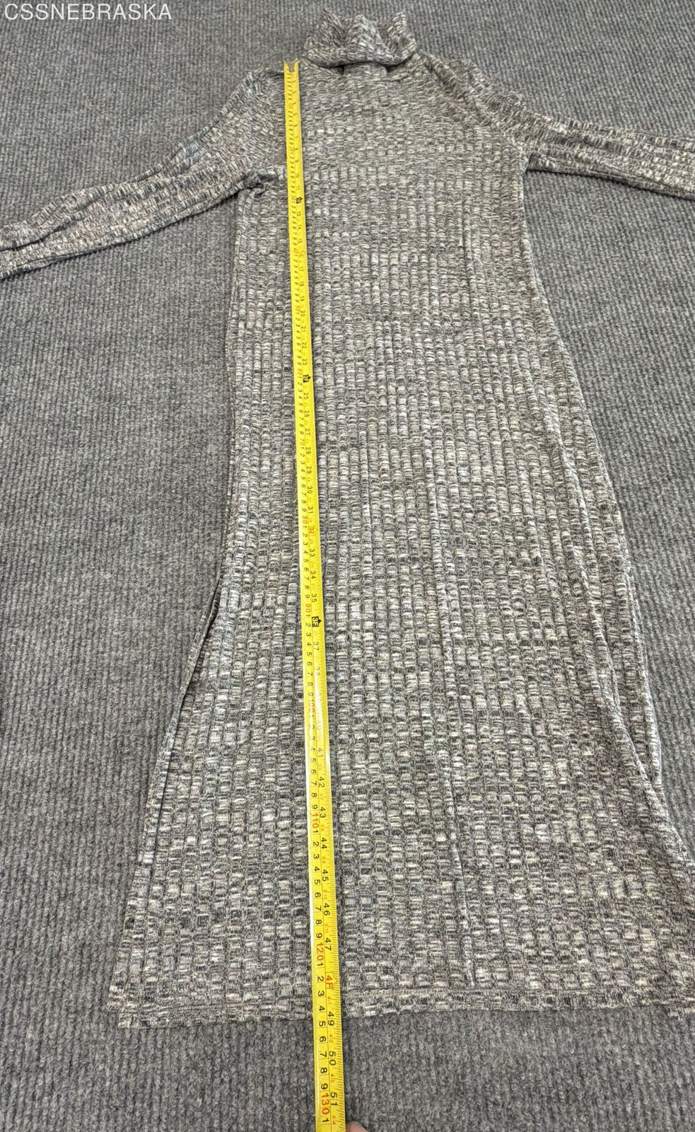 Mud Pie Women’s Gray Heather Ribbed Turtleneck Long Sleeve Knit Maxi Dress Sz L
