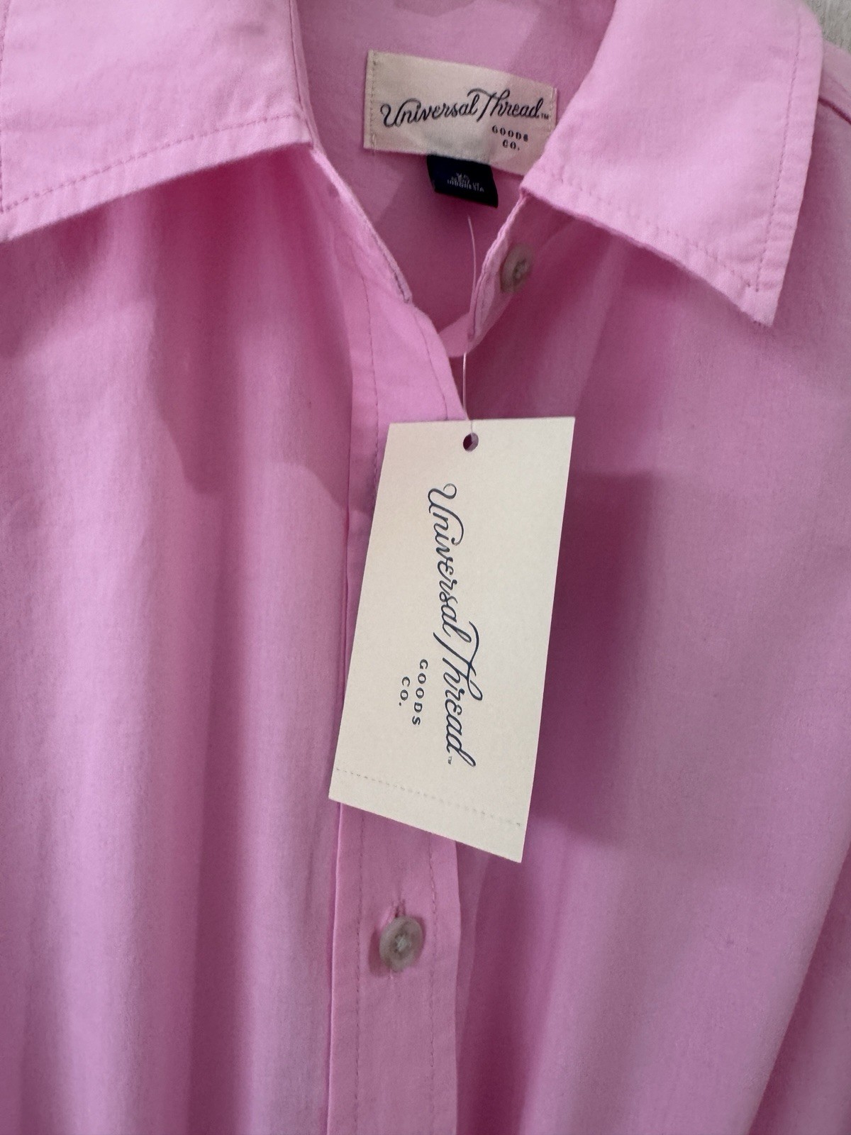 NWT Universal Thread Pink Cinch Waist Long Sleeve Midi Shirt Dress Size XS
