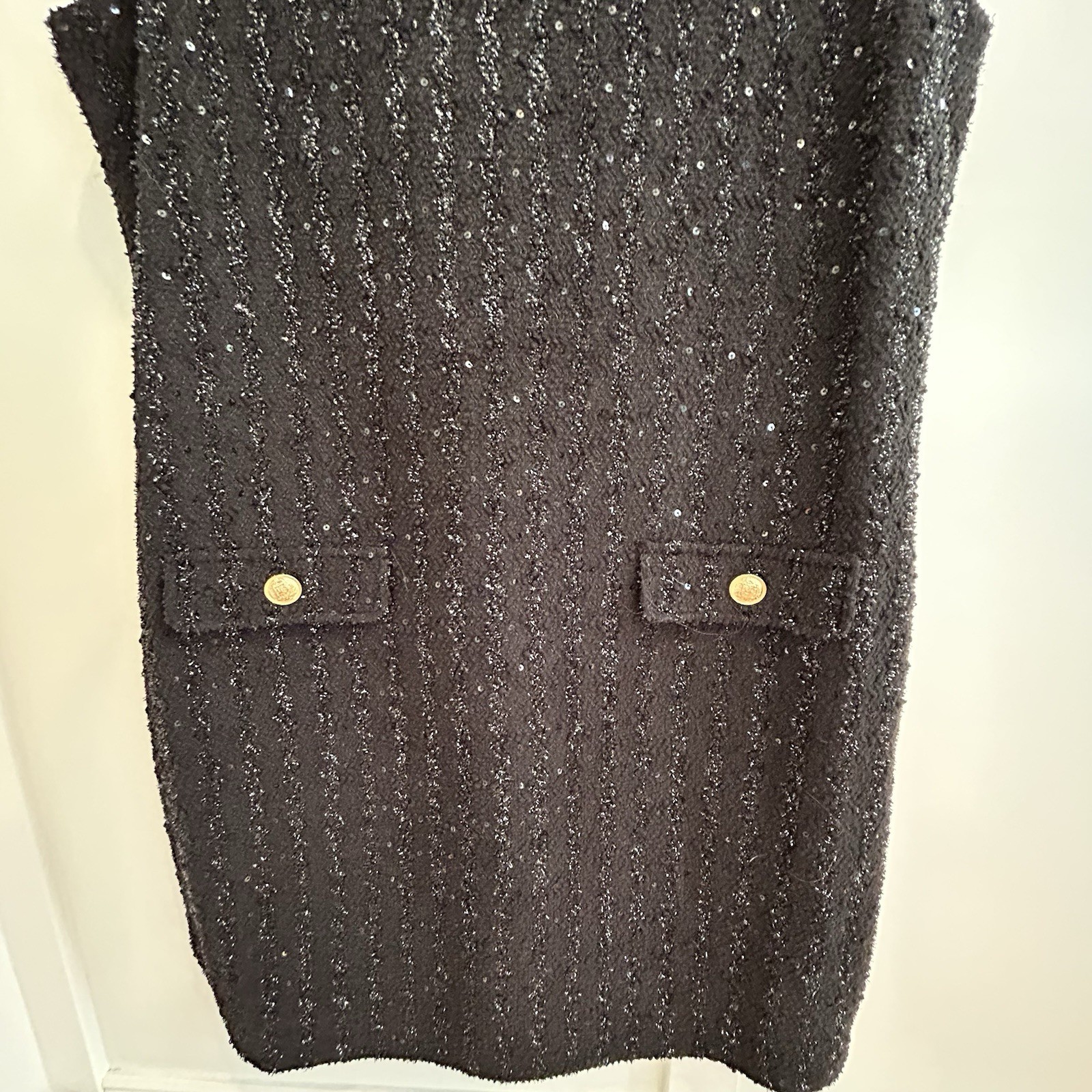 Glitz & Glamour Shift Dress Black boucle sequins XL Timeless Elegance