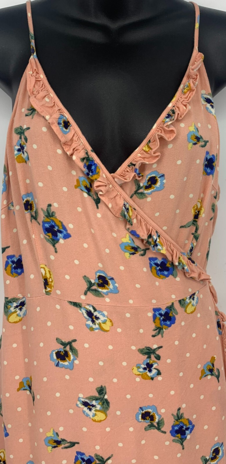 FOREVER 21 Wrap Dress Peach Floral Side Tie Sleeveless Ruffle Womens Plus 2X