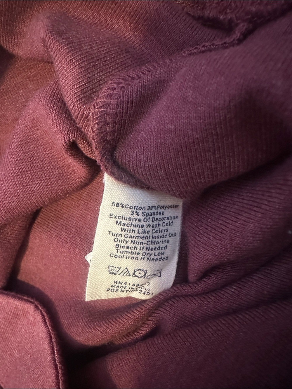 The Normal Brand Mock Neck Sweatshirt Dress XS Burgundy Cotton Blend
