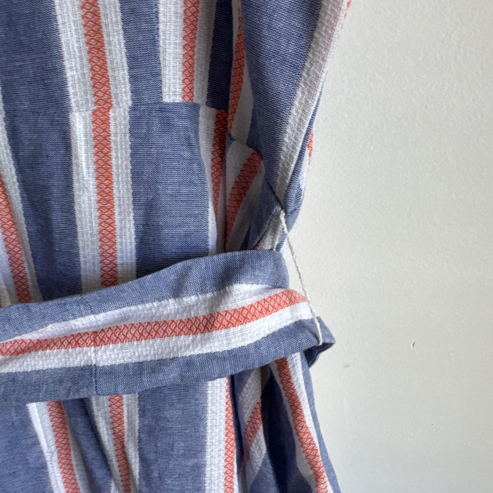 Nine West Blue Orange White Stripe Denim Print Sunkiss Sundress Women’s Size 8