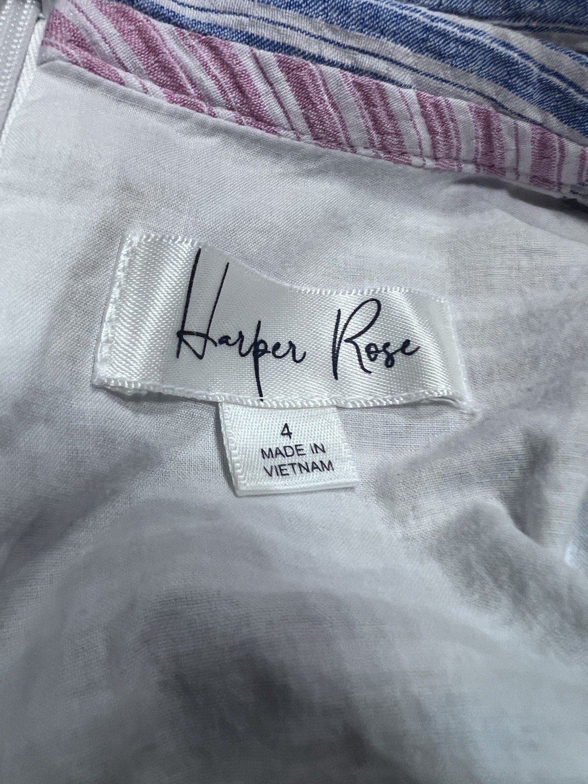Harper Rose Women’s Size 4 Belted Striped Shift Dress Cotton Blend Lined