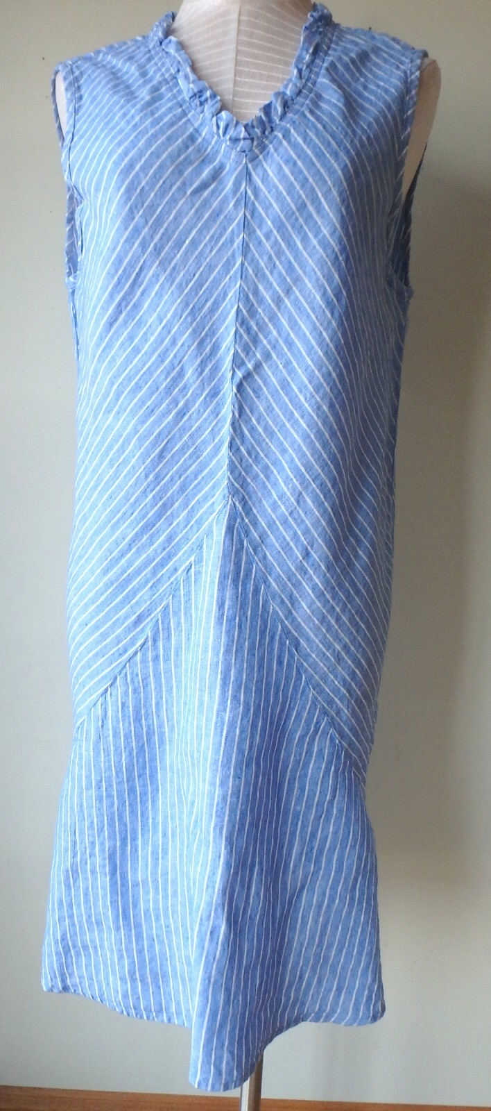 FLAX Designs Linen Dress M & L NWT Special Dress PERIWINKLE STRIPE