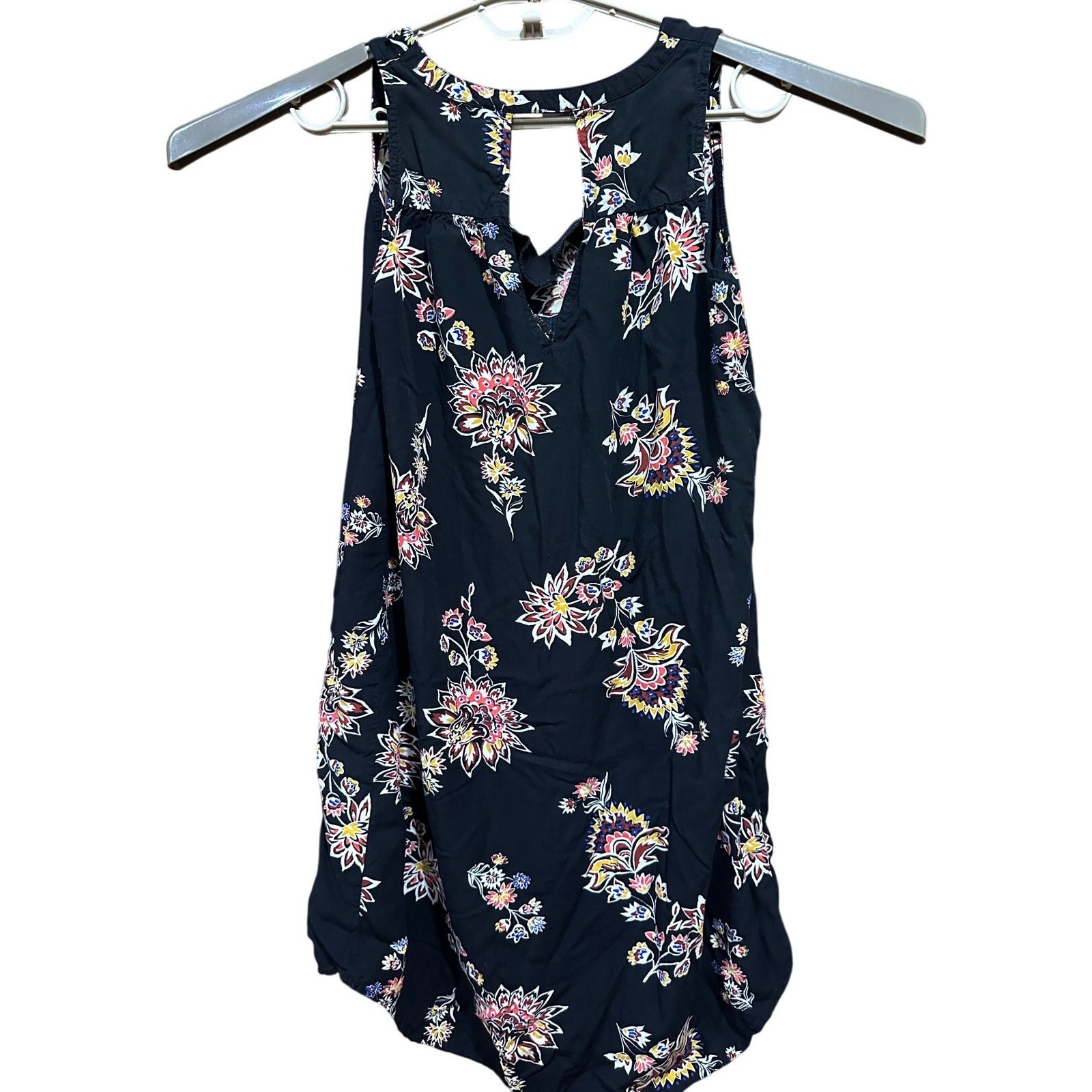 Old Navy Dress Size M Black Yellow Brown Floral Botanical Sleeveless Summer