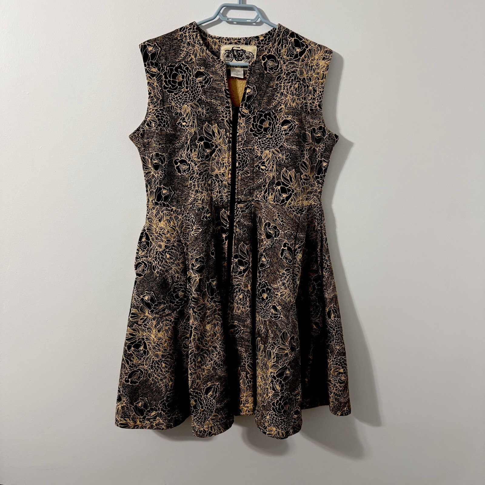 Effie’s Heart Dress XL Floral Skater Rockabilly Black&Tan Teacher Dress
