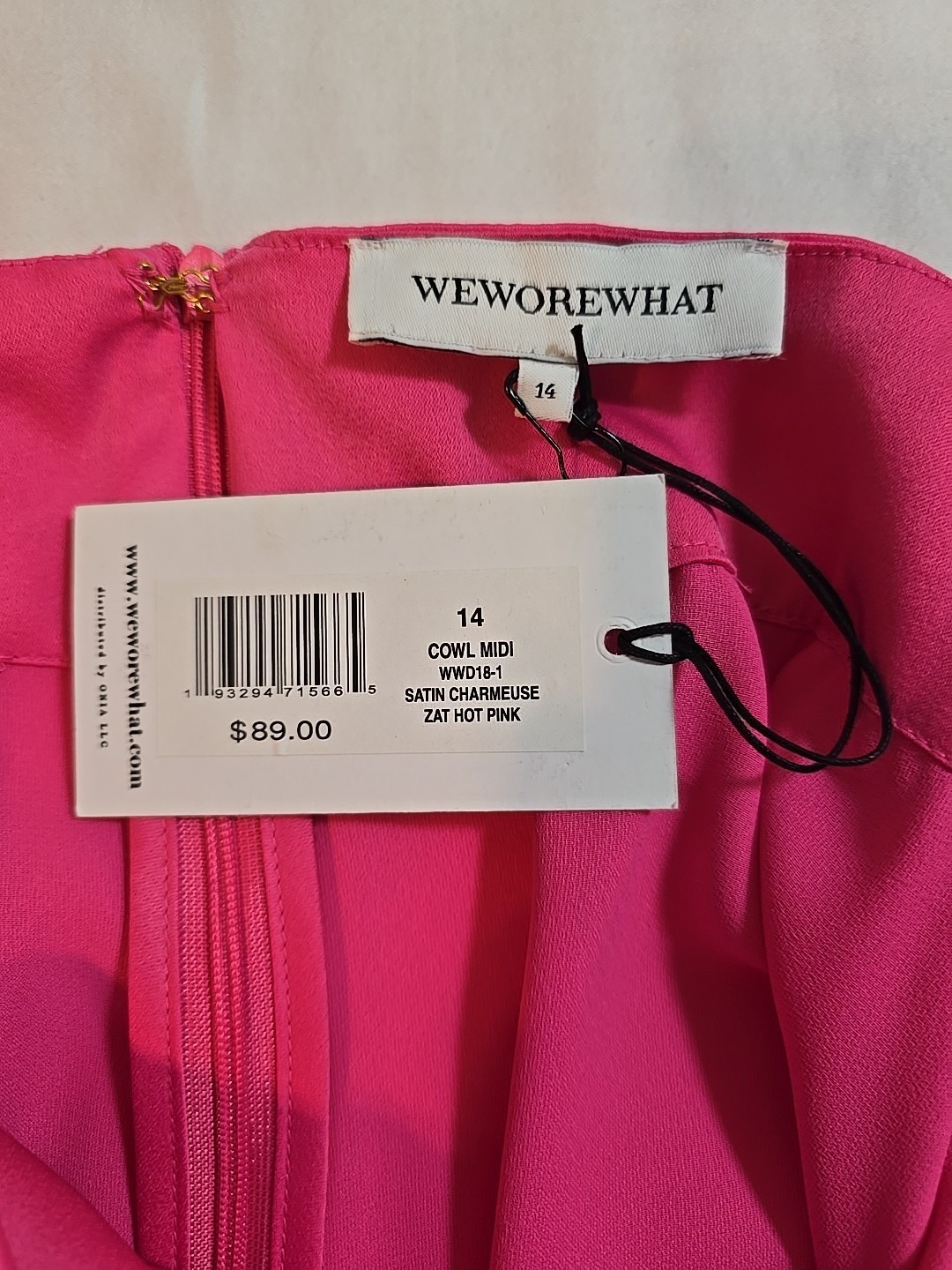 WeWoreWhat cowl neck midi dress Satin Charmeuse strappy pink Size M New