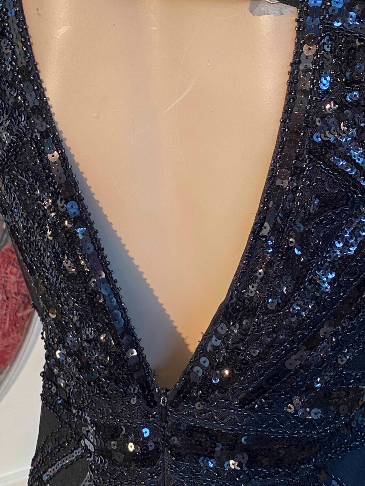 Flapper Black Dress SQUINS BEADED COCKTAIL Party Size XSP