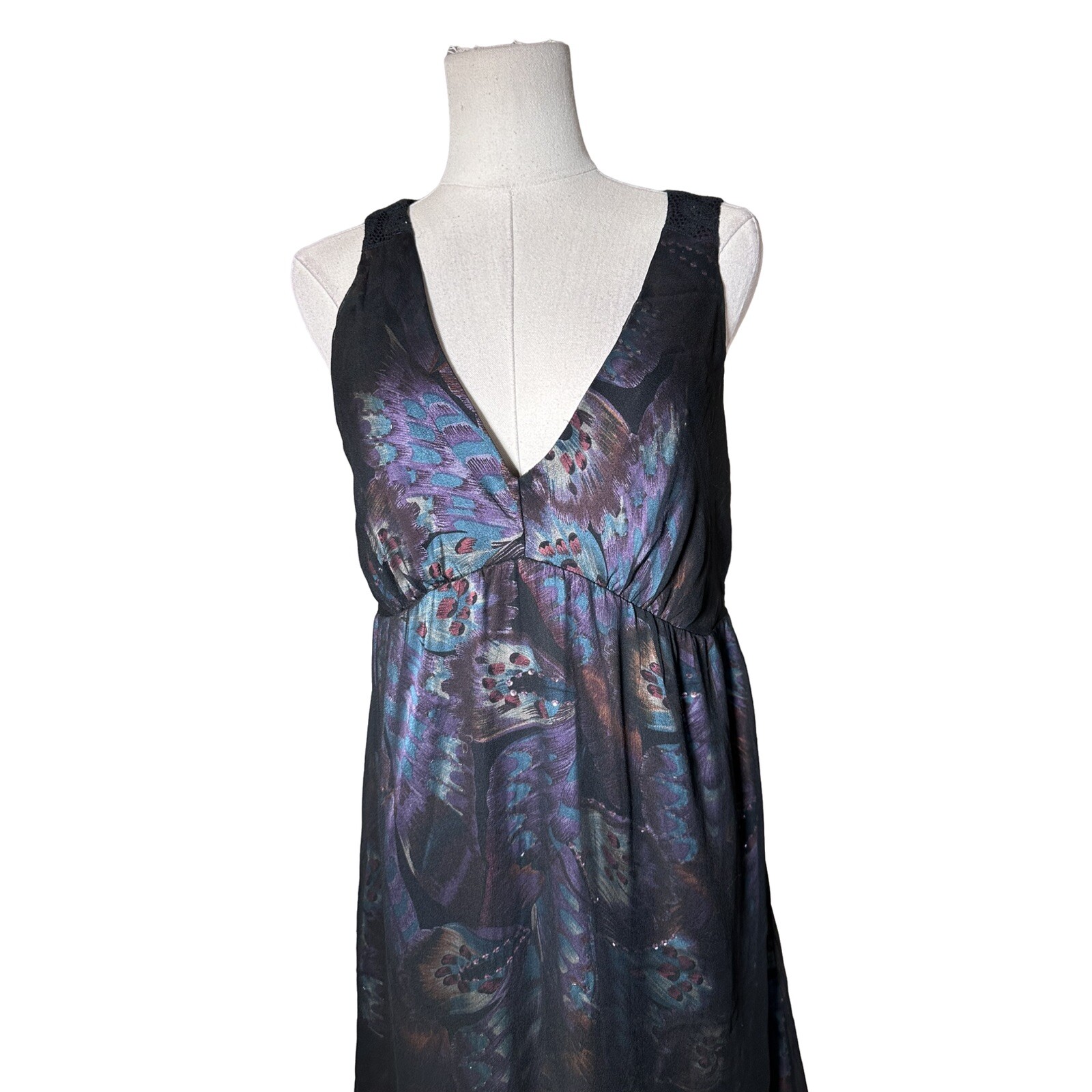 Whimsygoth Hale Bob Ruffled Hem 100% Silk Overlay Size m, Fits Large No Stretch