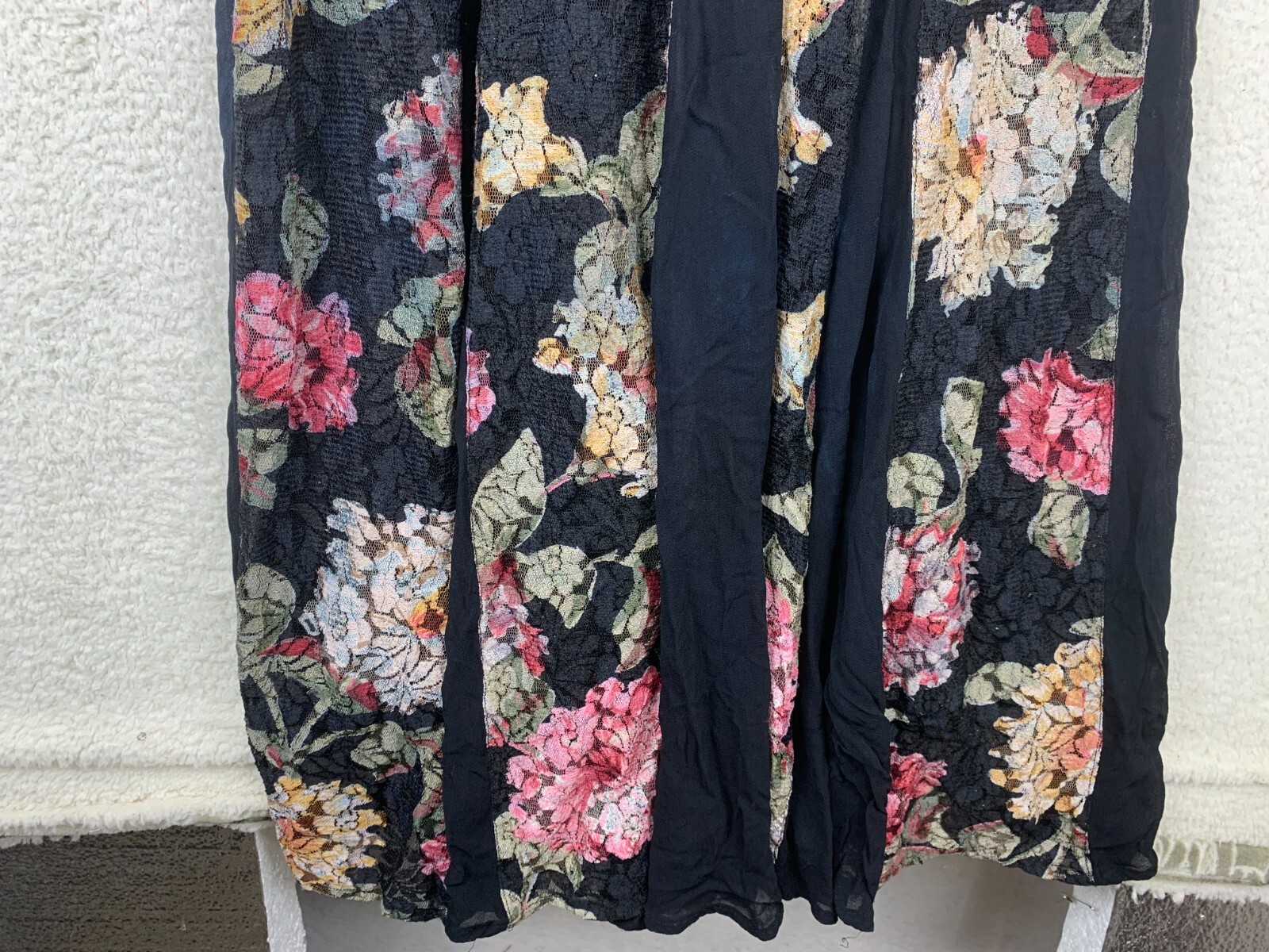 Nostalgia 90s Floral Lace Long Sleeve Maxi Dress Women M Whimsygoth Dark Cottage