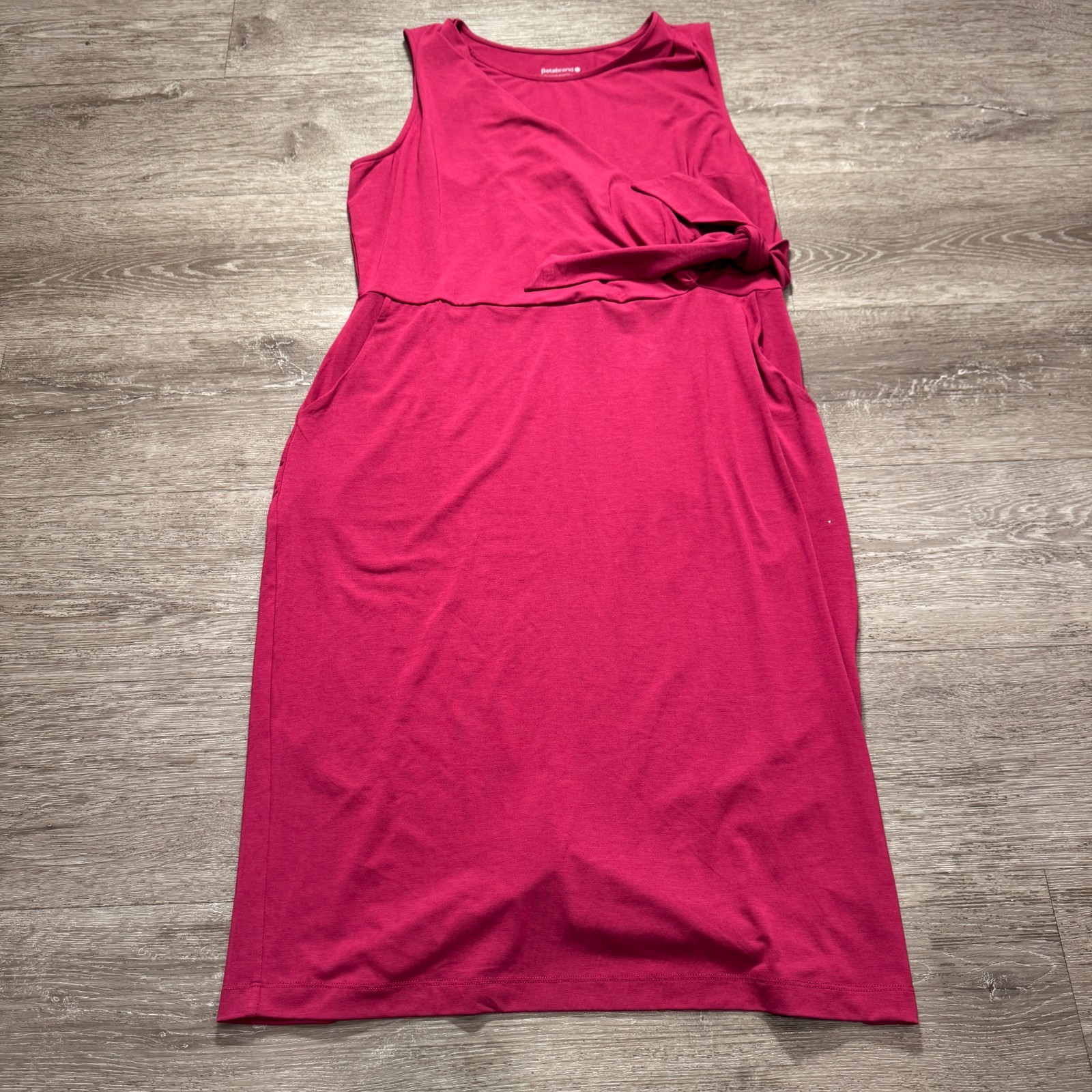 Betabrand Dress Womens XL Red Stretch Knot Jersey Dress Performance Stretch