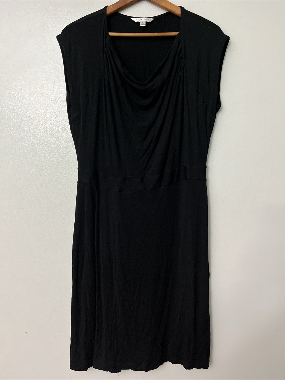CAbi Black Scoop Neck Sleeveless Dress Women’s Size L LBD Date Night Romantic