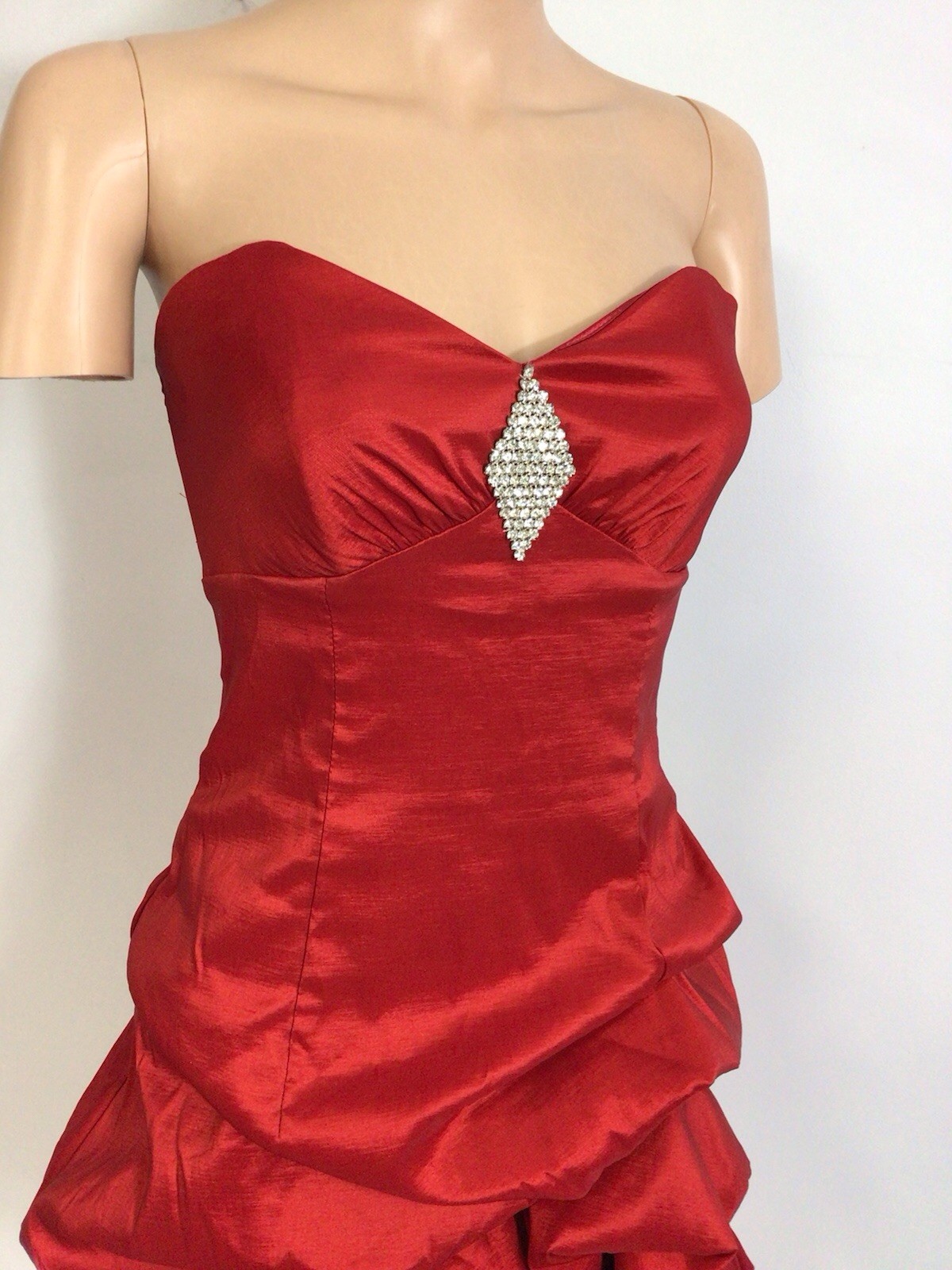 Gunne Sax for Jessica McClintock Red Cocktail Dress Strapless Party Womens 7