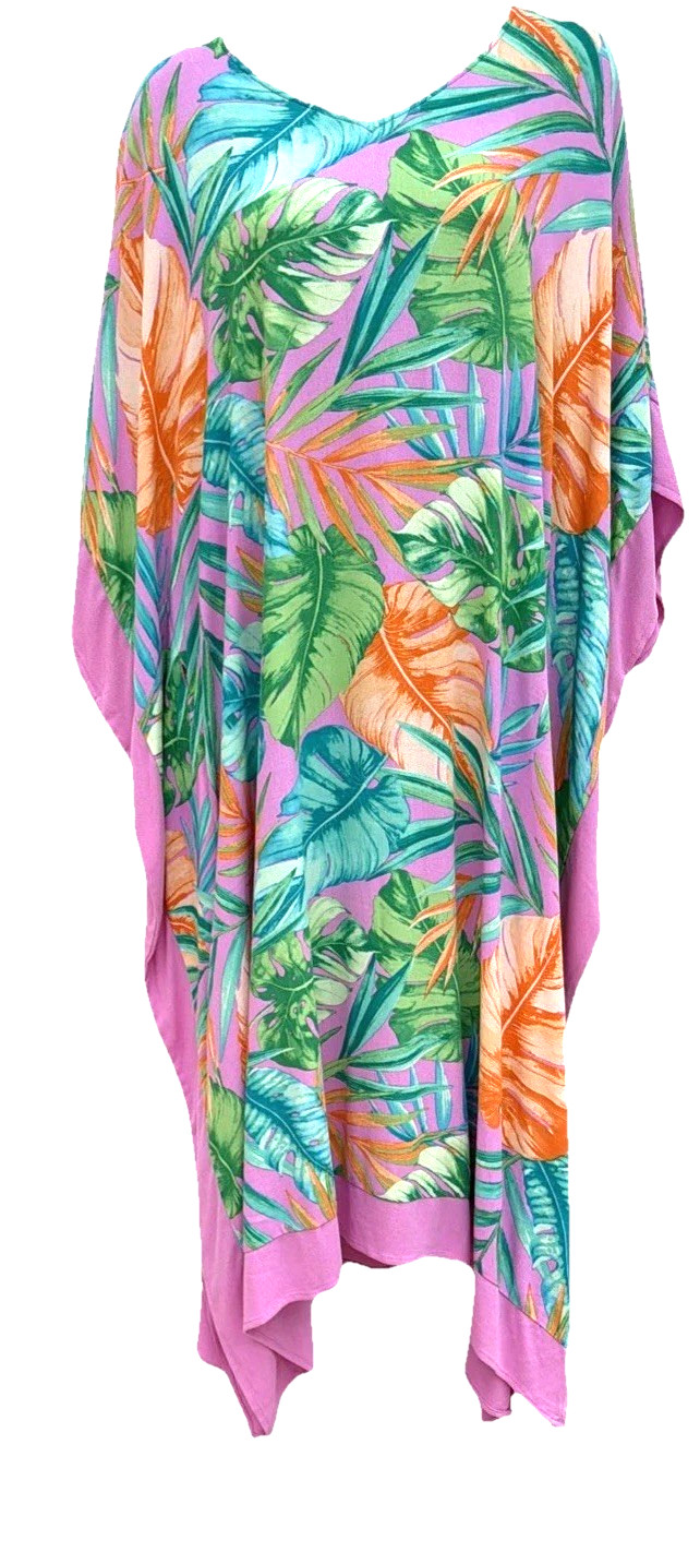 d & co denim company women’s Woven Crepe Resort Caftan with Side Slits NEW S