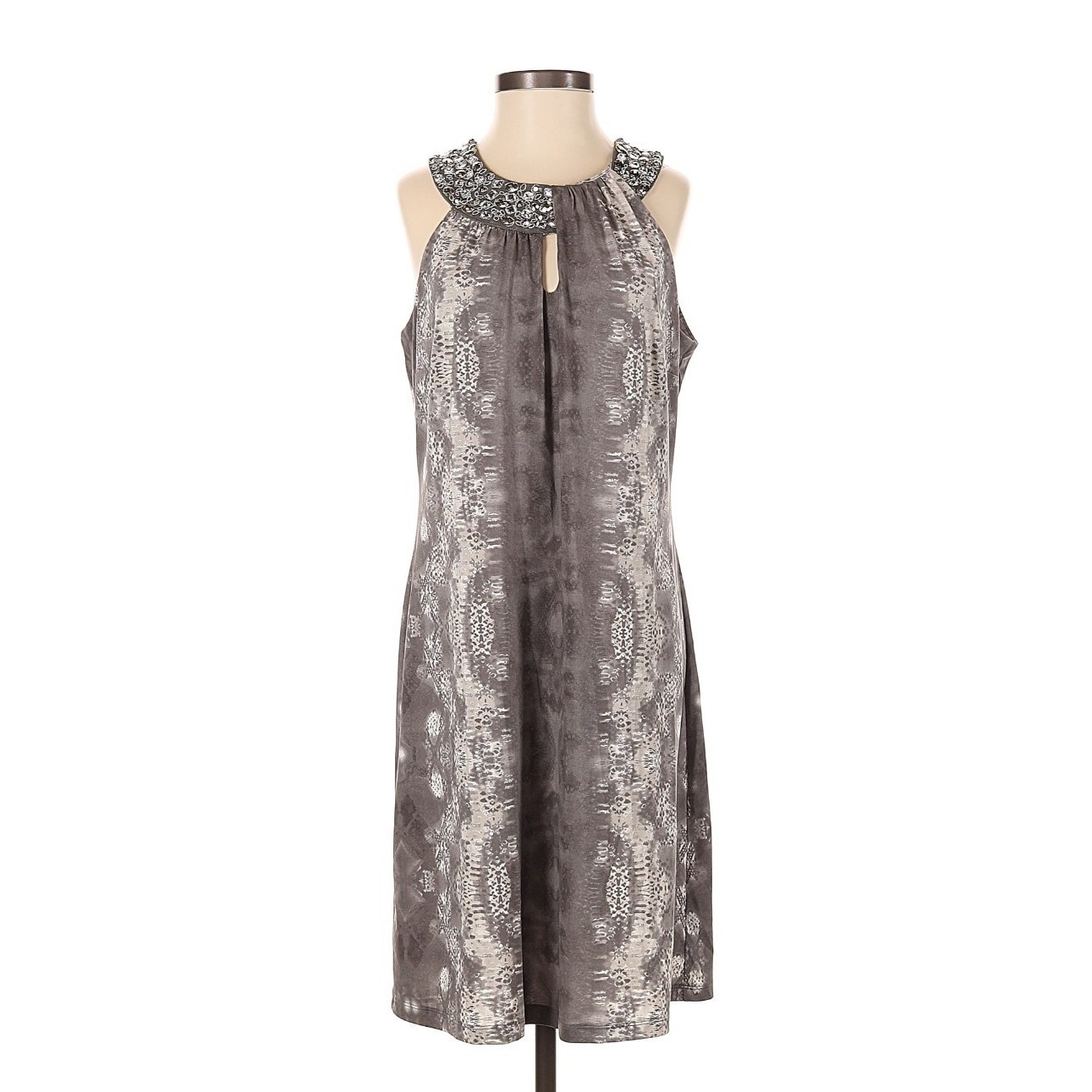 INC International Concepts Grey Python Print Embellished Halter Dress Small NWT