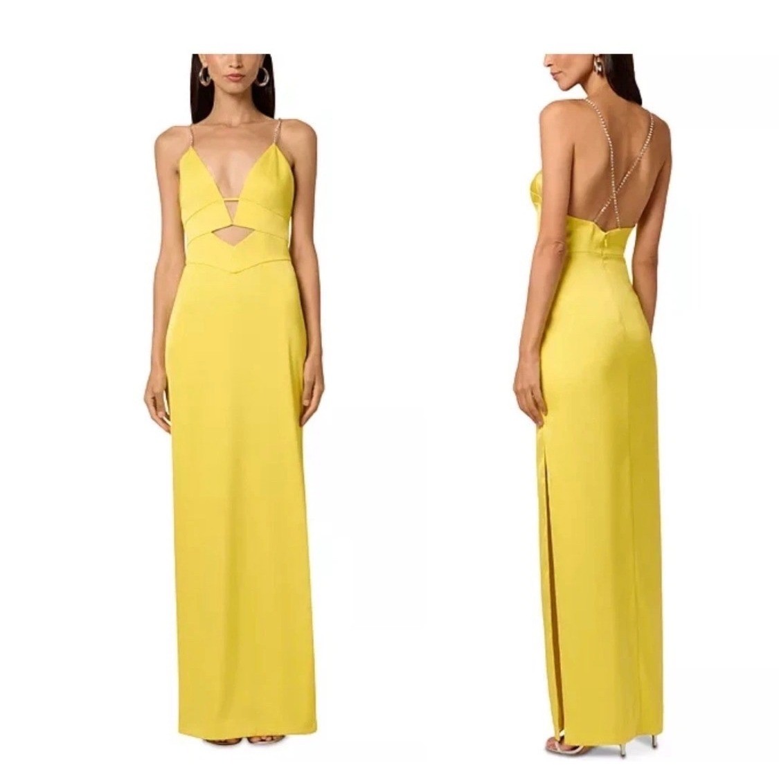 NWT Liv Foster Giselle Satin Long Dress in Solar Yellow – Size 6 – MSRP $295