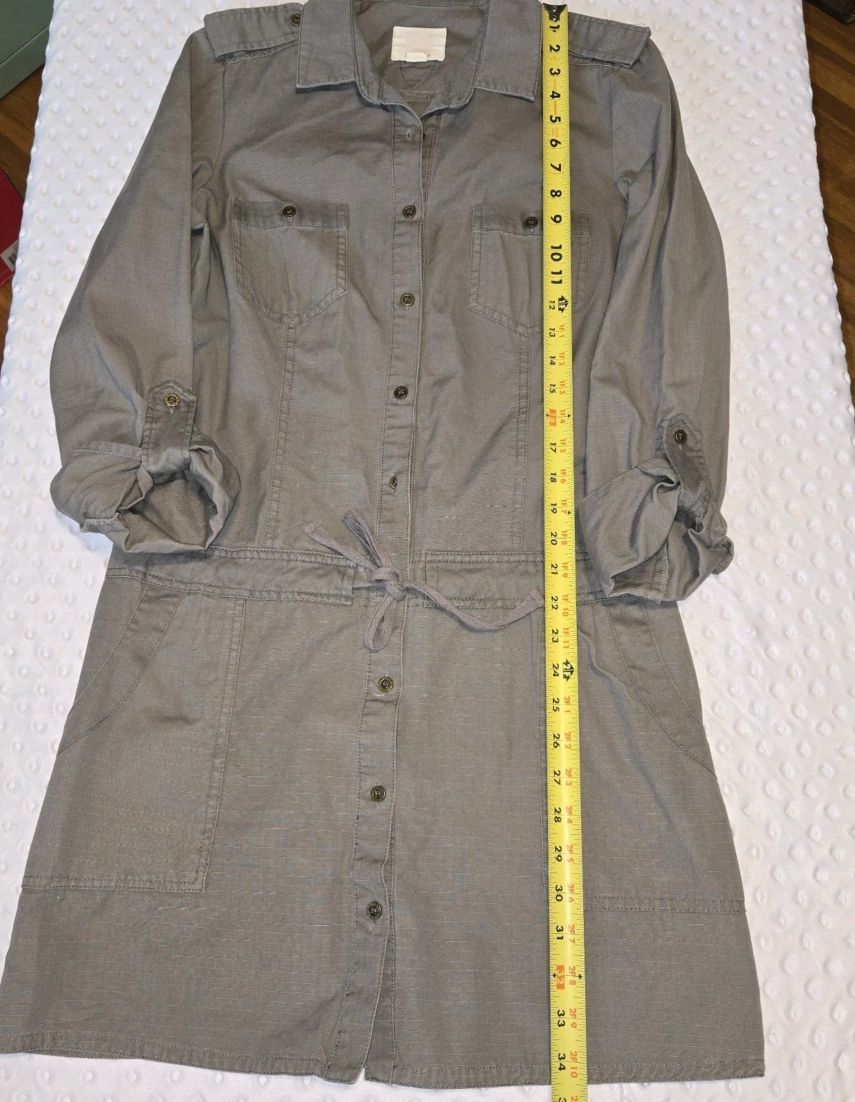 Quiksilver Gray Medium Sheath Button Up Utility Shirt Dress