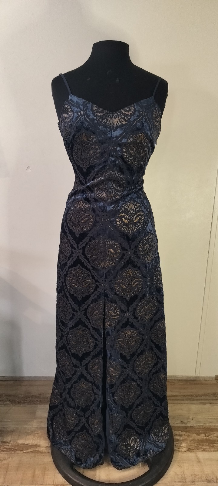 Denim & Supply Ralph Lauren Navy Gold Geometric Lace Maxi Sweetheart XS/TP